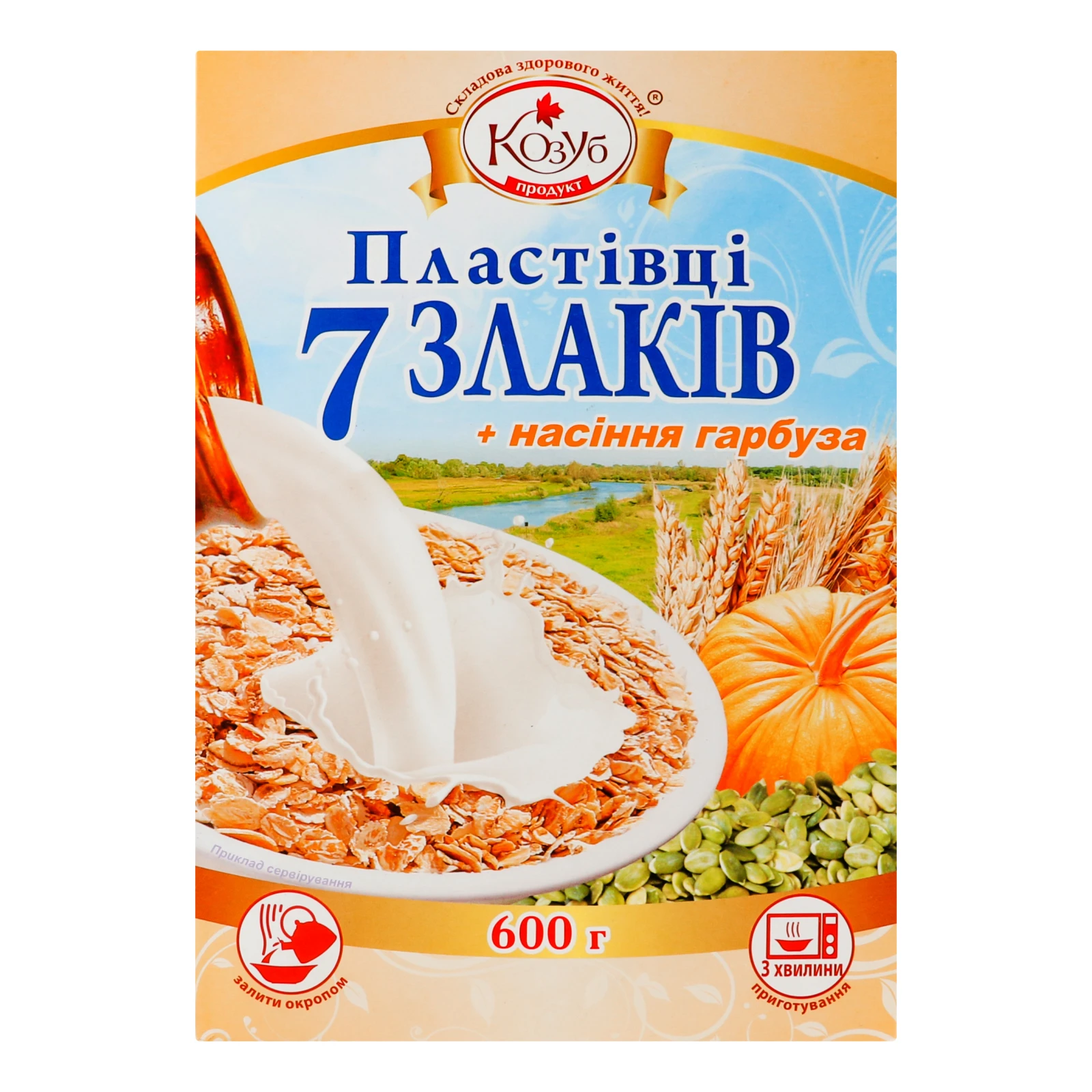 Пластівці Козуб продукт 7 злаків+насіння гарбуза 600г Фото навігації №:1