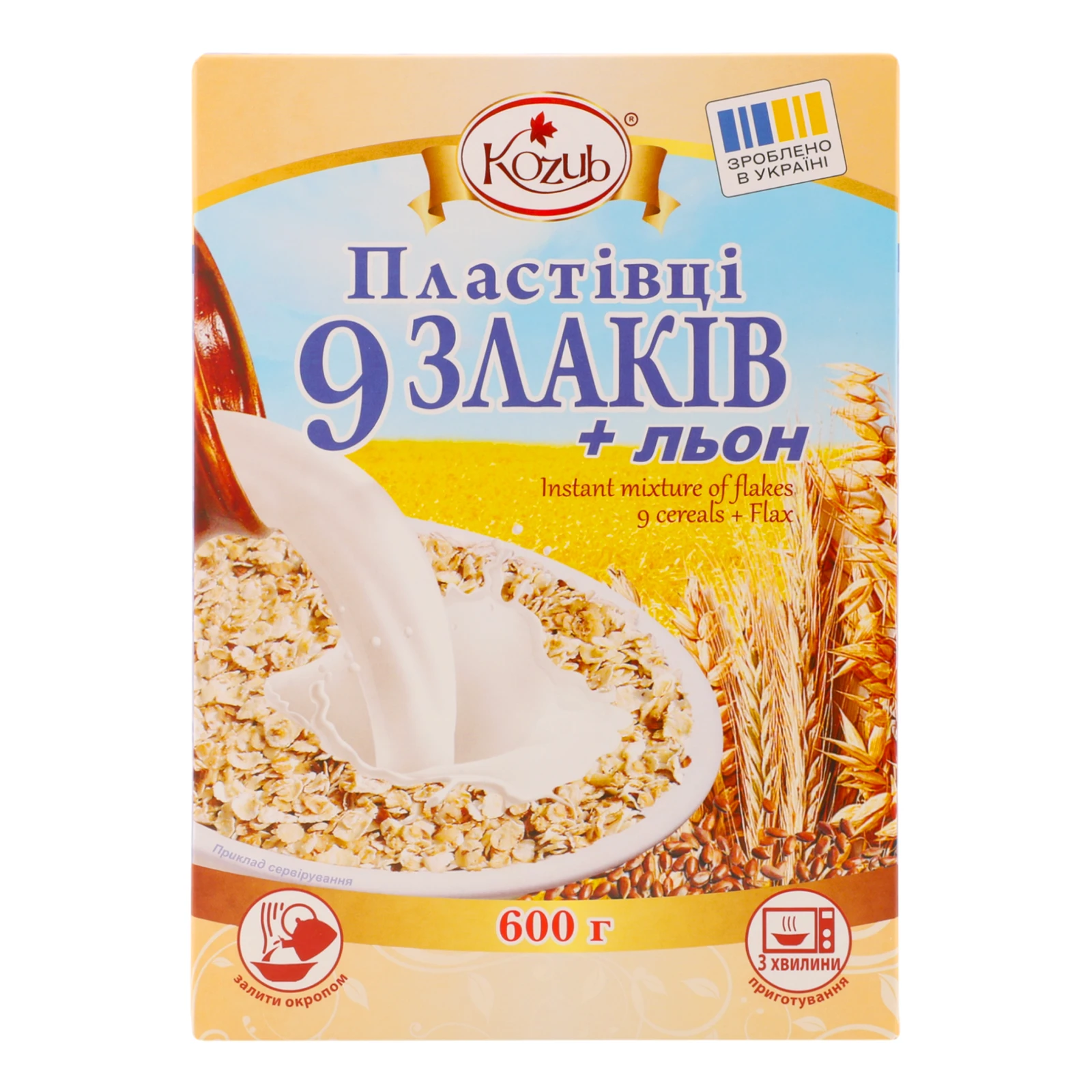 Пластівці Kozub 9 злаків+льон 600г