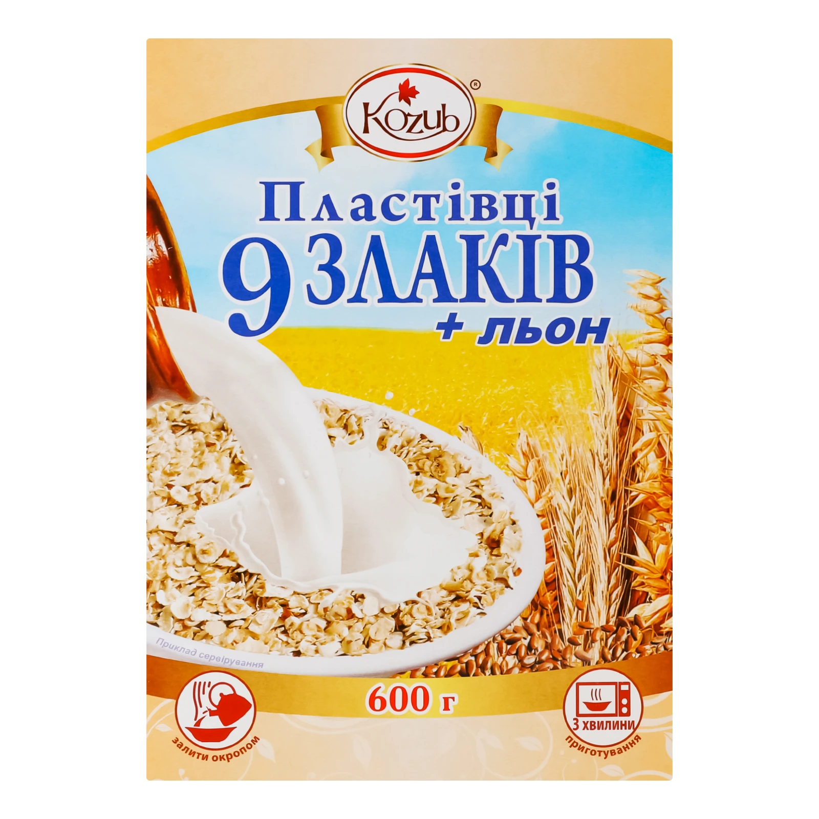 Пластівці Kozub 9 злаків+льон 600г Фото навігації №:1