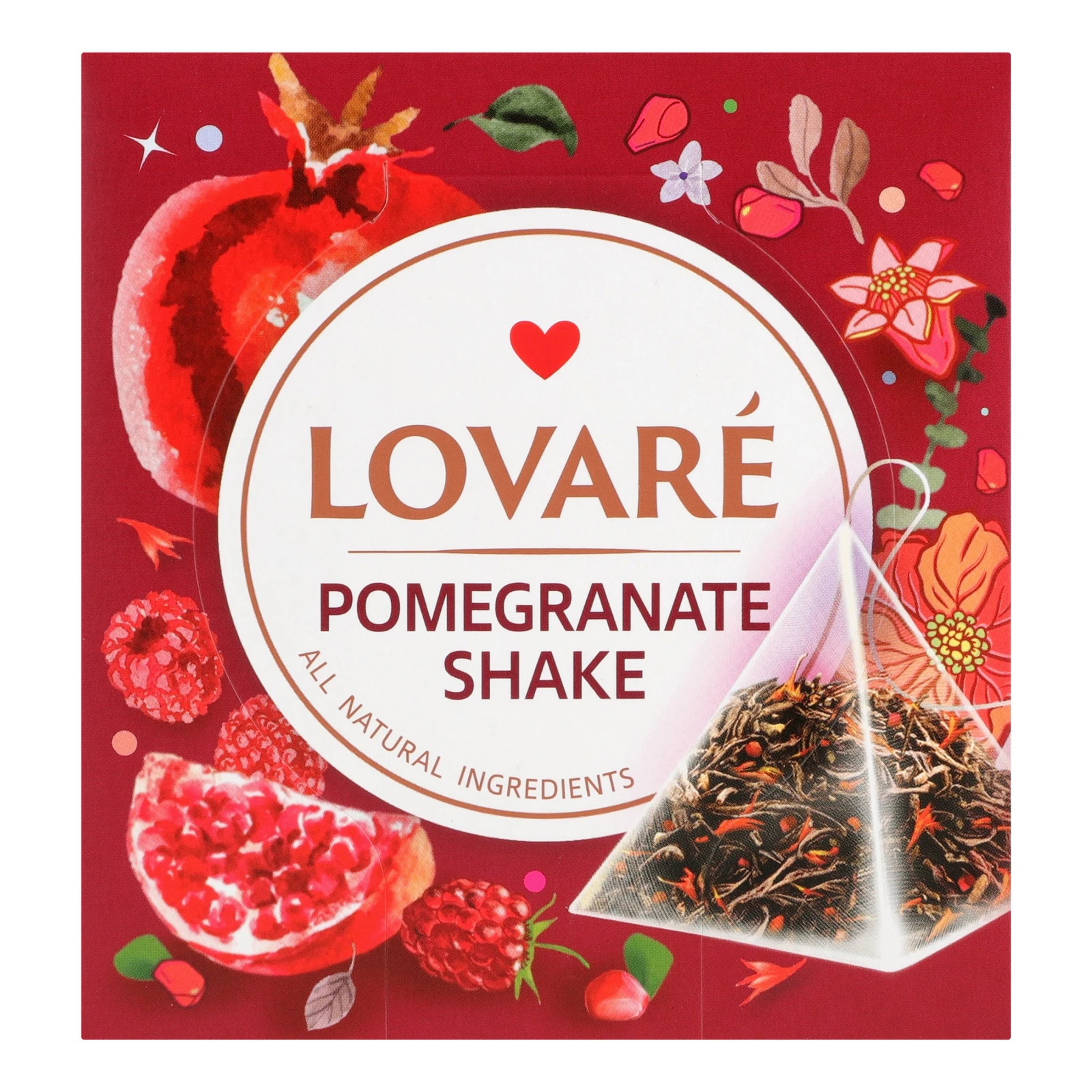 Чай Lovare Гранатовий шейк чорний байховий листовий з ягодами, пелюстками квітів та ароматом граната 15х2г Фото №:1
