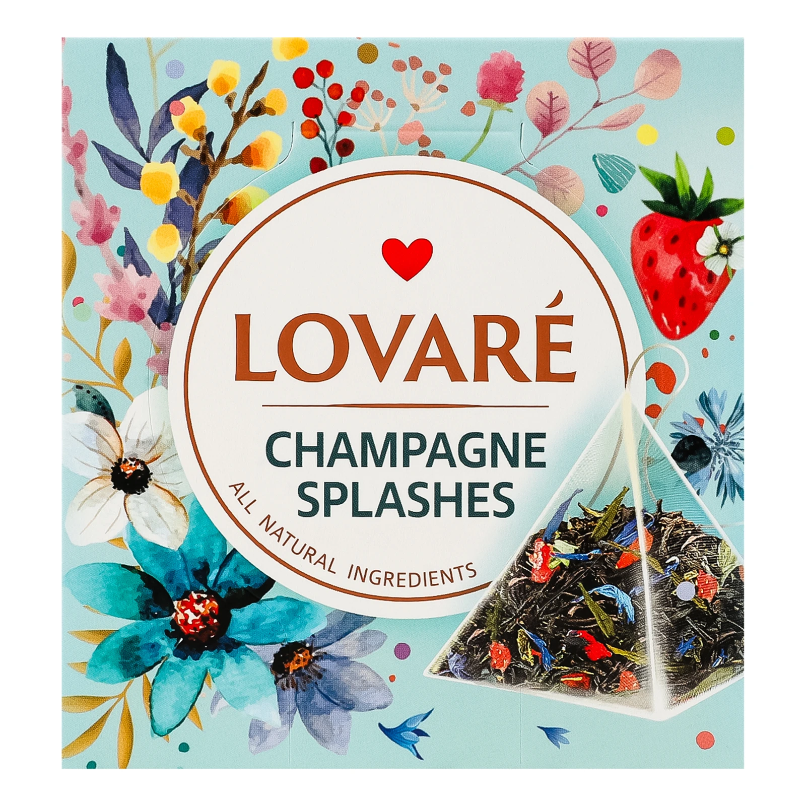 Чай Lovare Бризки шампанського бленд чорного та зеленого байхового листового з ароматом суниці 15х2г Фото №:1