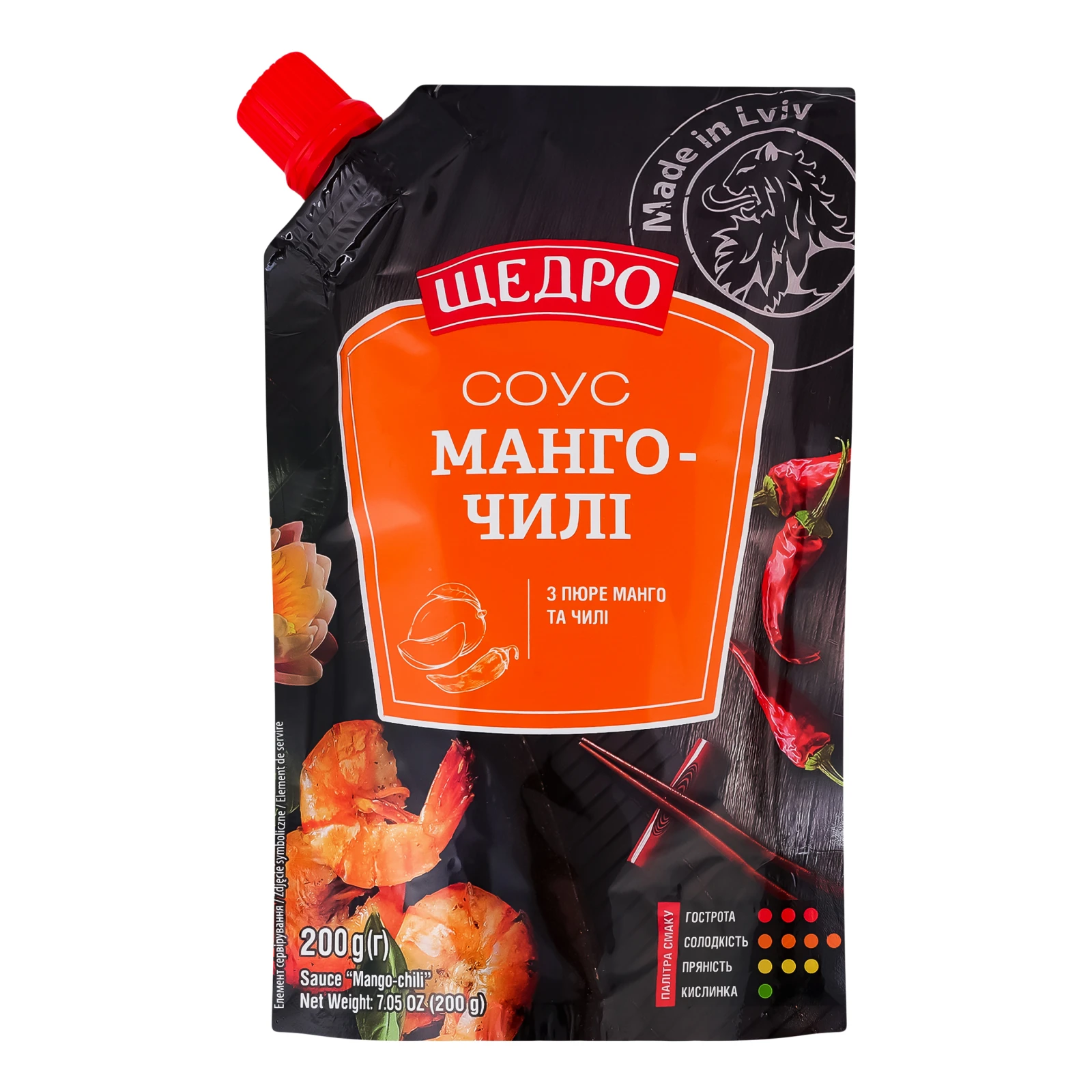 Соус Щедро Манго-чилі з пюре манго та чилі пастеризований 200г Фото №:1