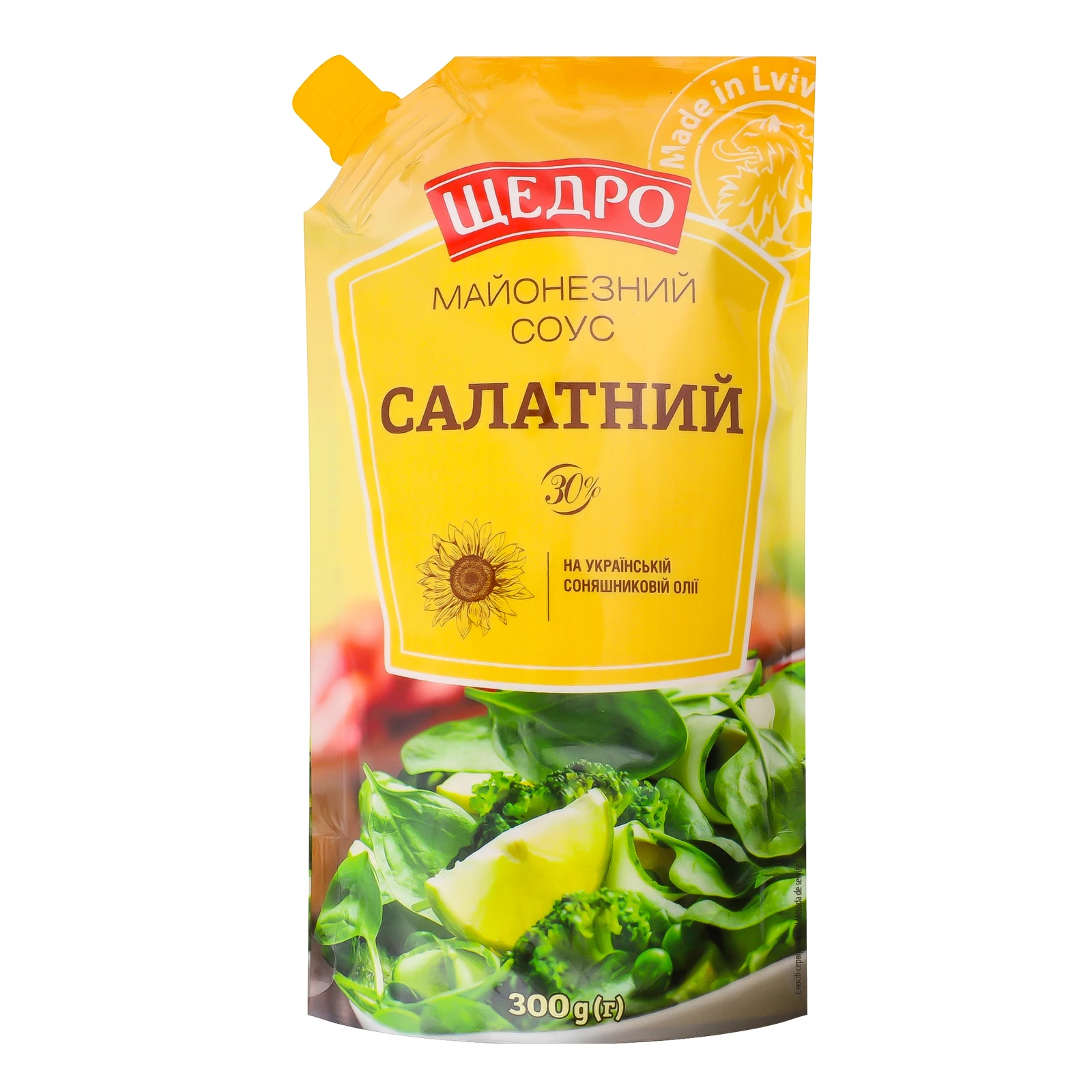 Соус майонезний Щедро на українській соняшниковій олії Салатний 30% 300г