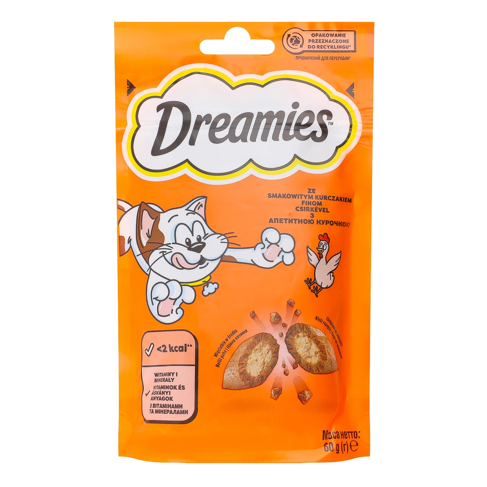Корм для котів Dreamies сухий додатковий для дорослих котів та кошенят старше 8-ми тижнів З куркою 60г Фото №:1