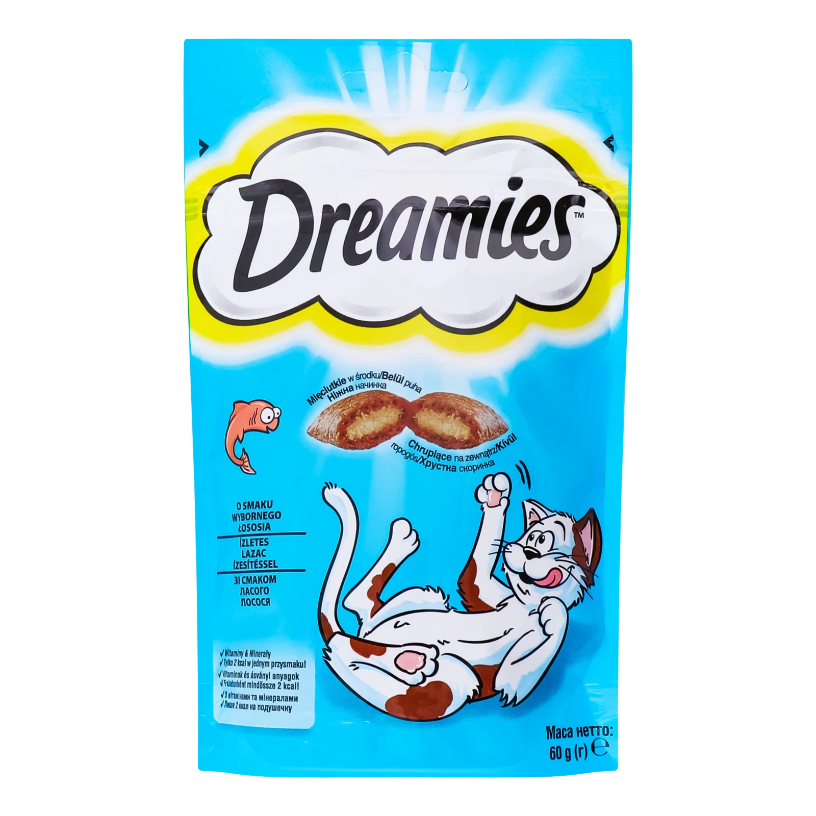 Корм сухий Dreamies Зі смаком лосося для дорослих котів та кошенят старше 8-ми тижнів 60г Фото №:1