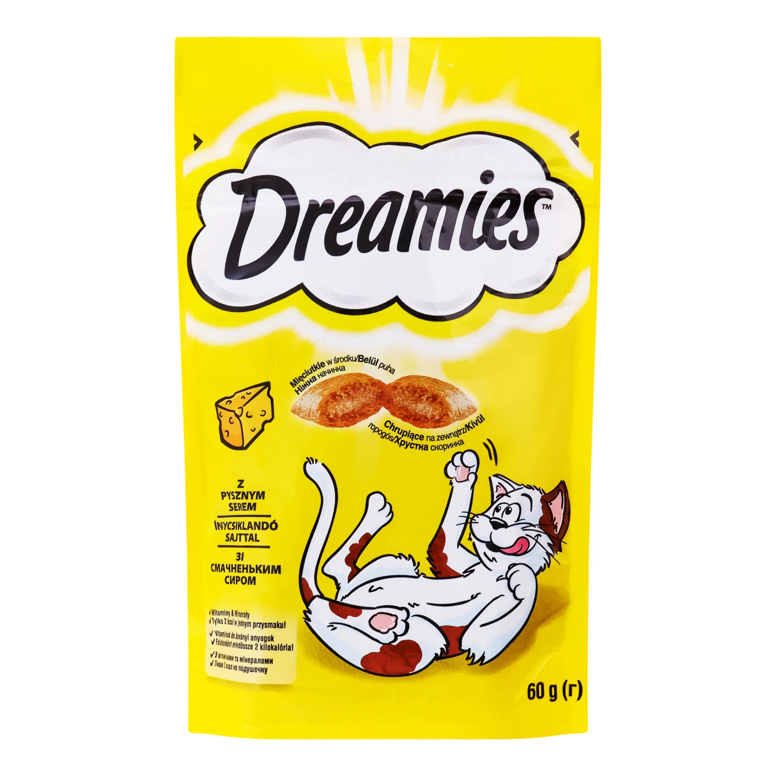 Корм сухий Dreamies C сиром для дорослих котів та кошенят старше 8-ми тижнів 60г Фото №:1