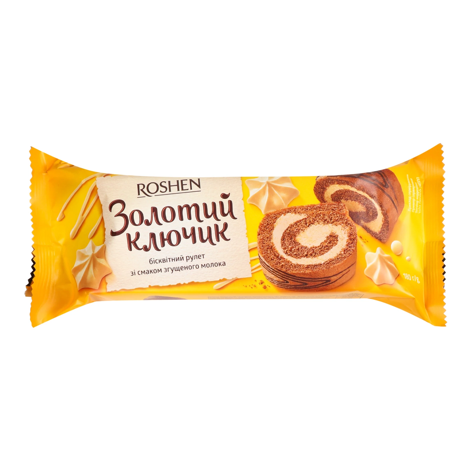 Рулет Roshen Золотий ключик бісквітній зі смаком згущеного молока 180г Фото №:1
