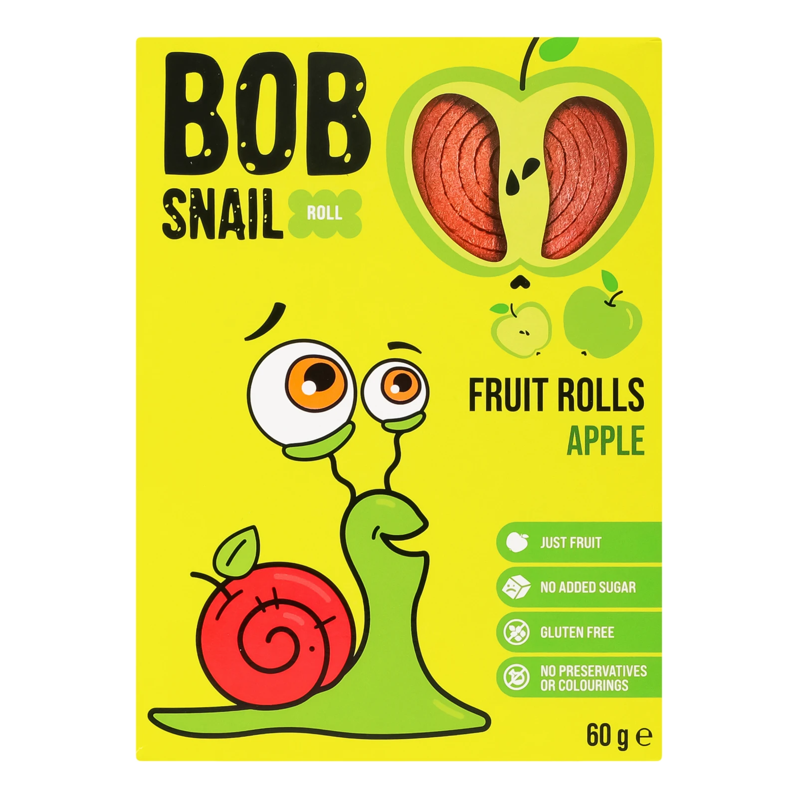 Цукерки Bob Snail Rolls фруктові натуральні Яблуко 60г Фото №:1
