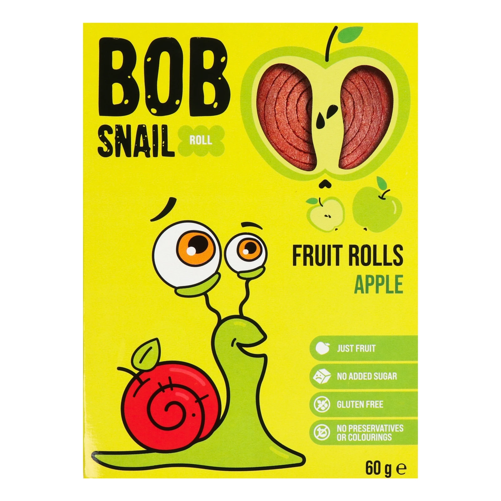 Цукерки Bob Snail Rolls Apple фруктові натуральні 60г Фото навігації №:1