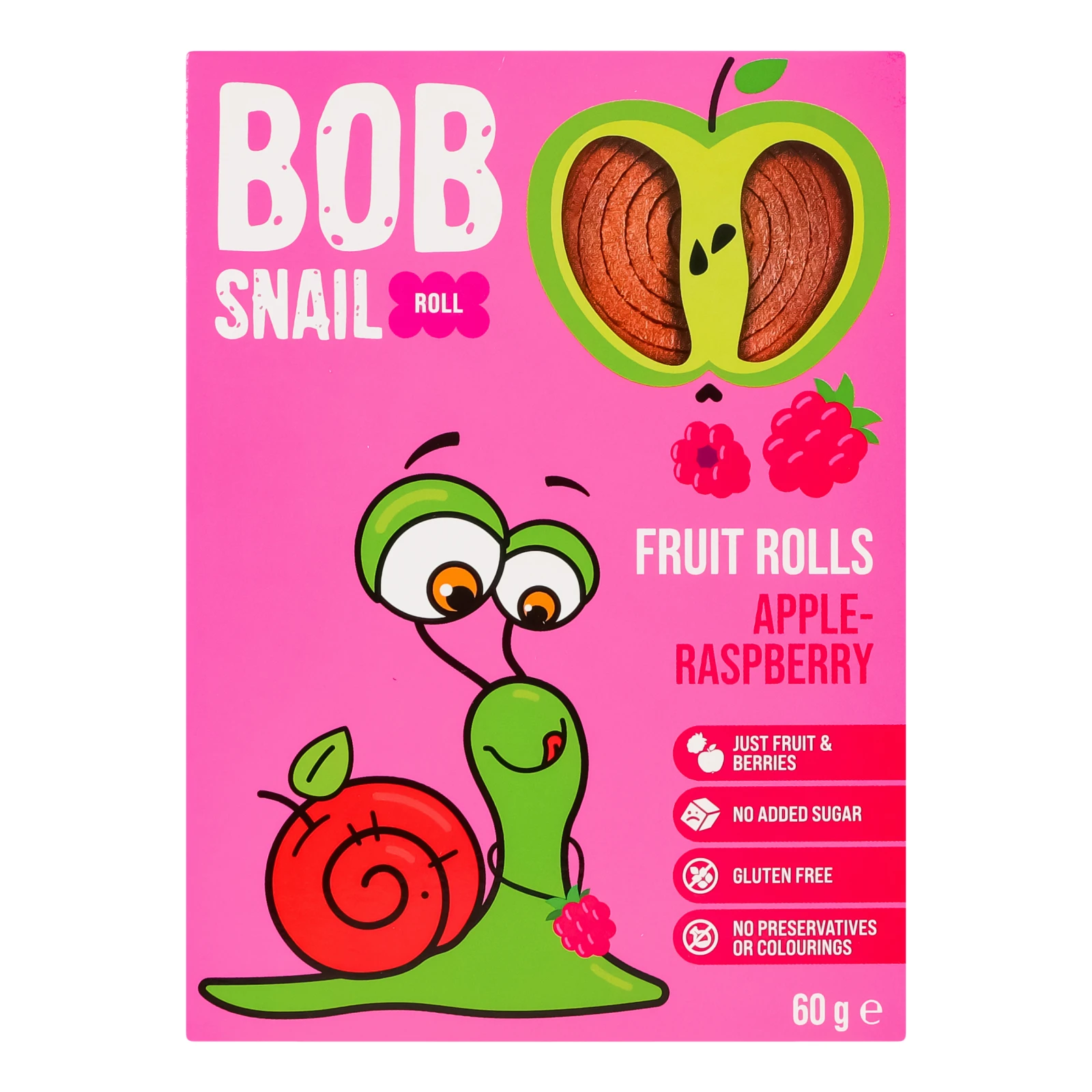 Цукерки Bob Snail Rolls фруктові натуральні Яблуко-малина 60г Фото №:1