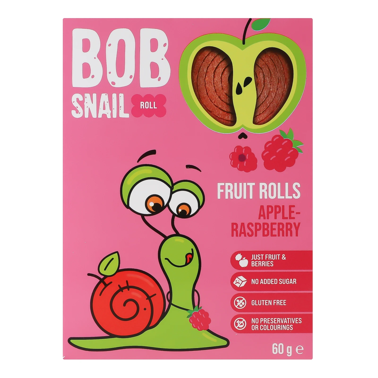 Цукерки Bob Snail Rolls Apple-raspberry фруктово-ягідні натуральні 60г Фото №:1