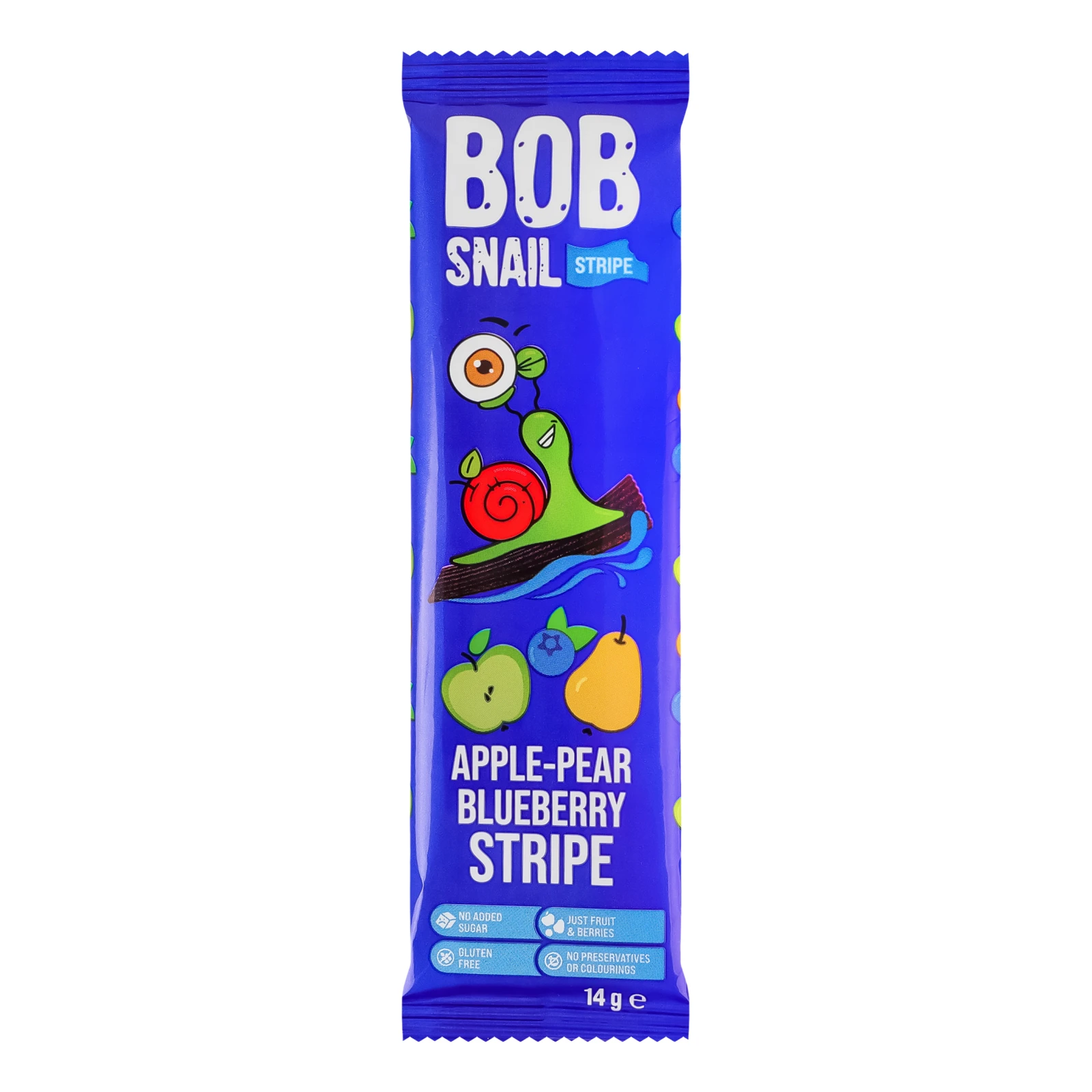 Цукерка Bob Snail Stripe фруктово-ягідна Яблучно-грушево-чорнична 14г