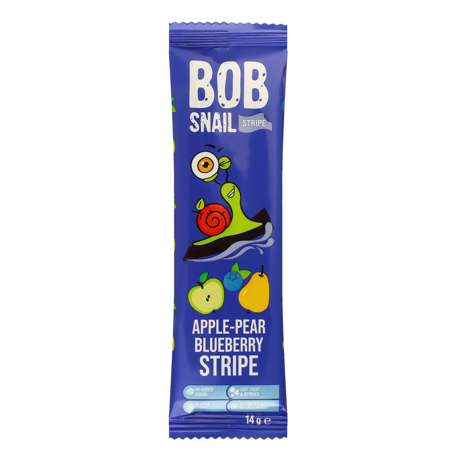 Цукерка Bob Snail Stripe Apple-pear-blueberry фруктово-ягідна 14г Фото навігації №:1