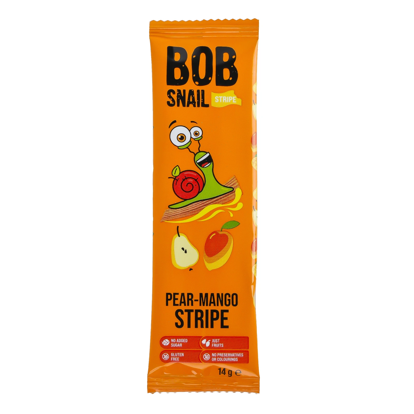 Цукерка Bob Snail фруктова Грушево-манговий страйп 14г