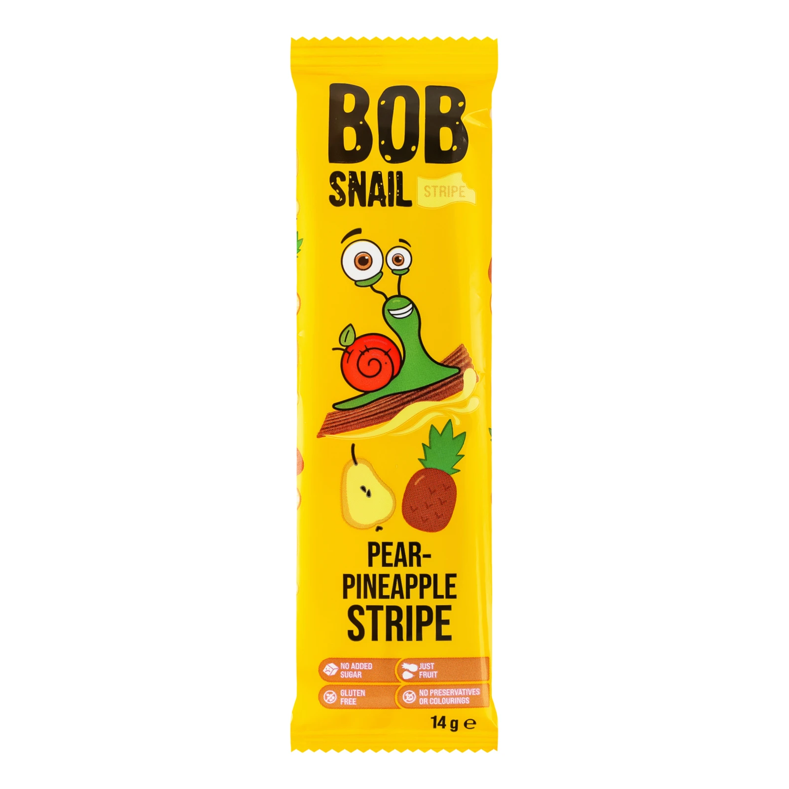 Цукерка Bob Snail Stripe фруктова Грушa-ананаc 14г
