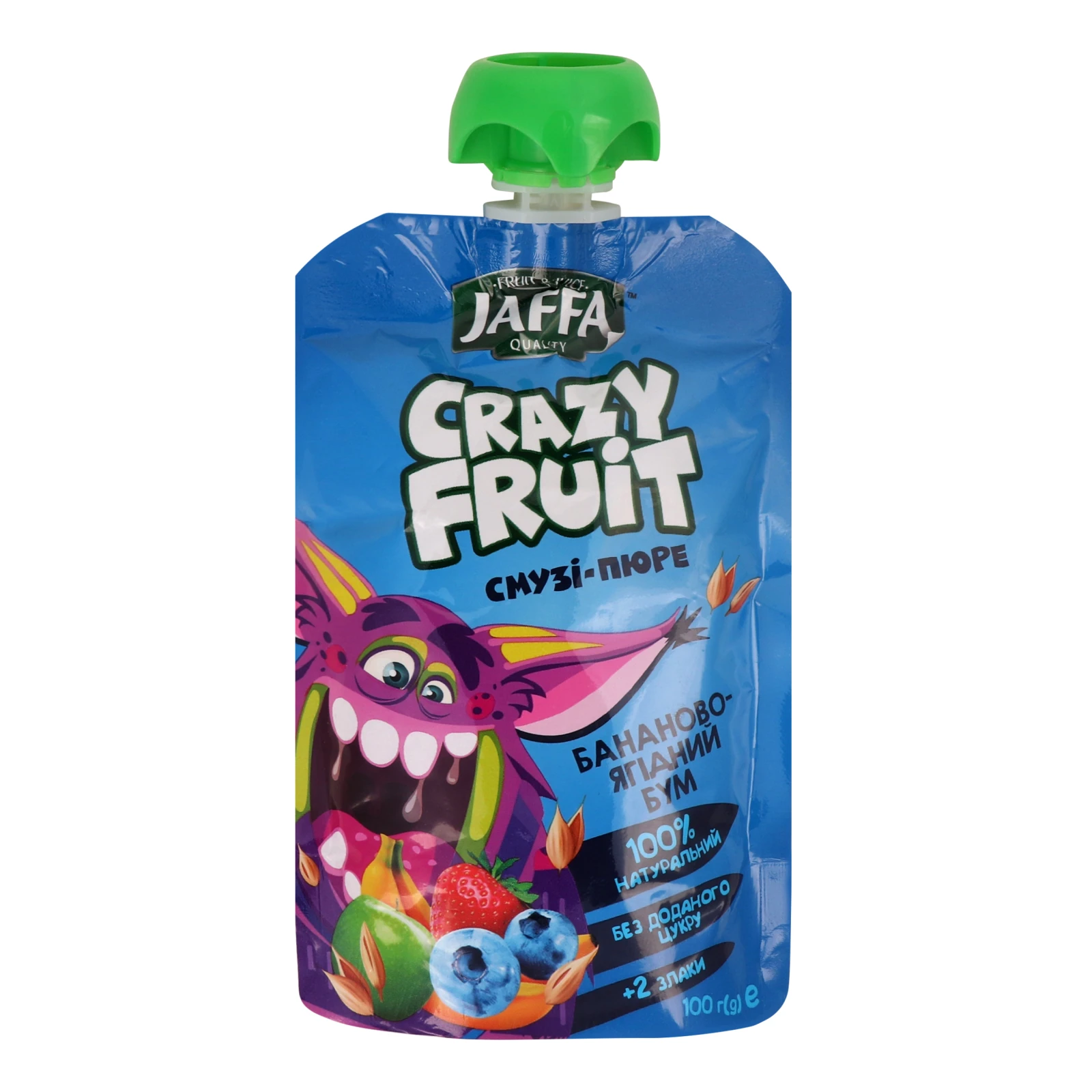 Смузі-пюре Jaffa Crazy Fruit Бананово-ягідний бум з бананів, яблук, чорниці та полуниці 100г Фото №:1