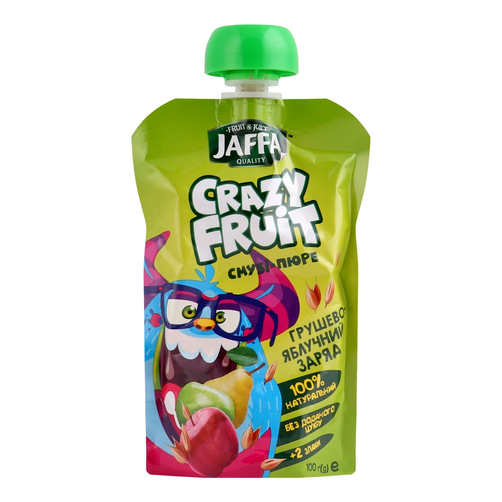 Смузі-пюре Jaffa Crazy Fruit Грушево-яблучний заряд з груш та яблук зі злаками 100г Фото №:1