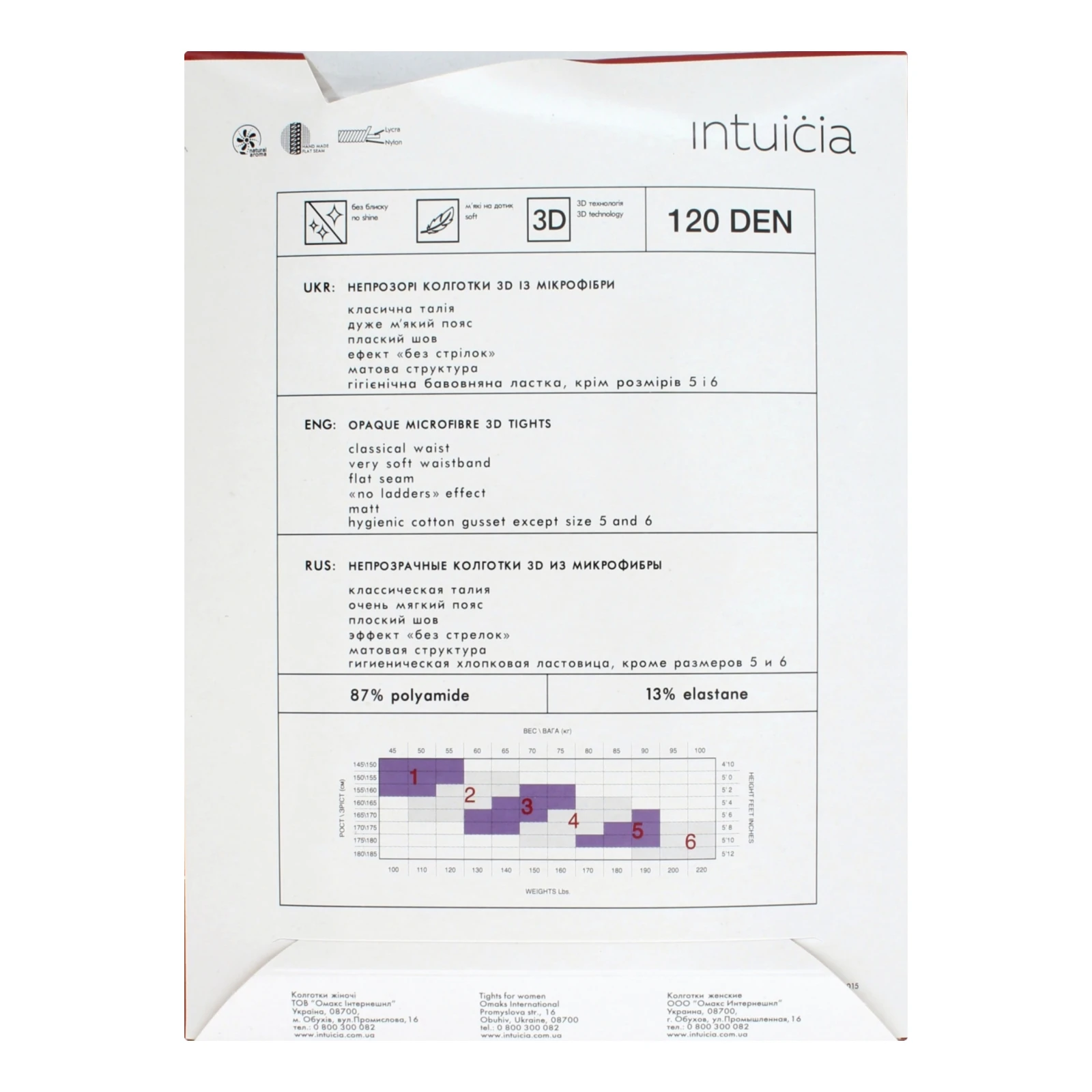 Колготки Intuicia Comfort жіночі 120den 2 чорний Фото №:2