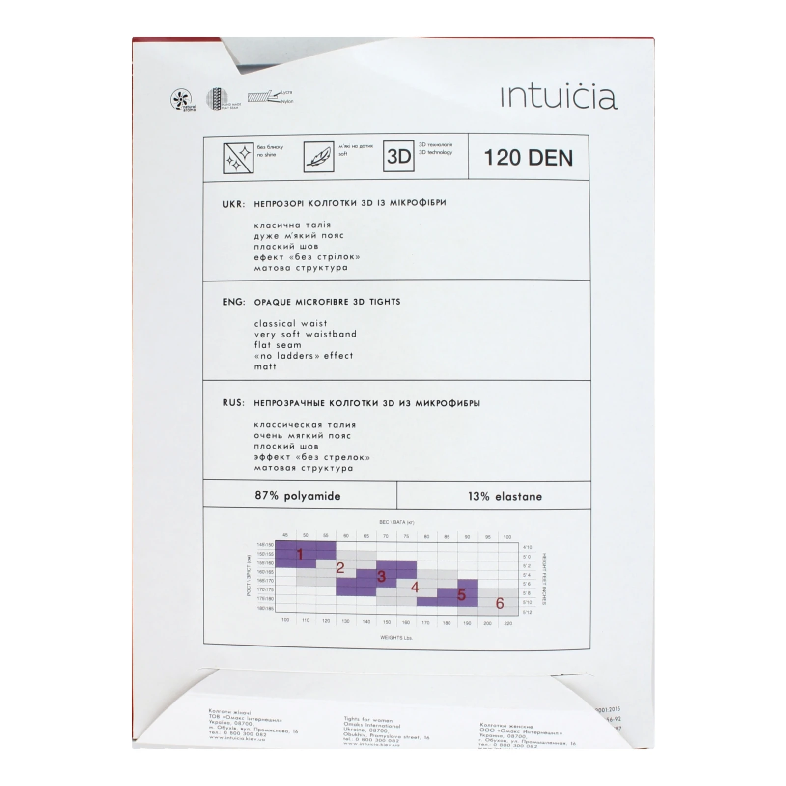 Колготки Intuicia Comfort жіночі 120den 3 чорний Фото №:2