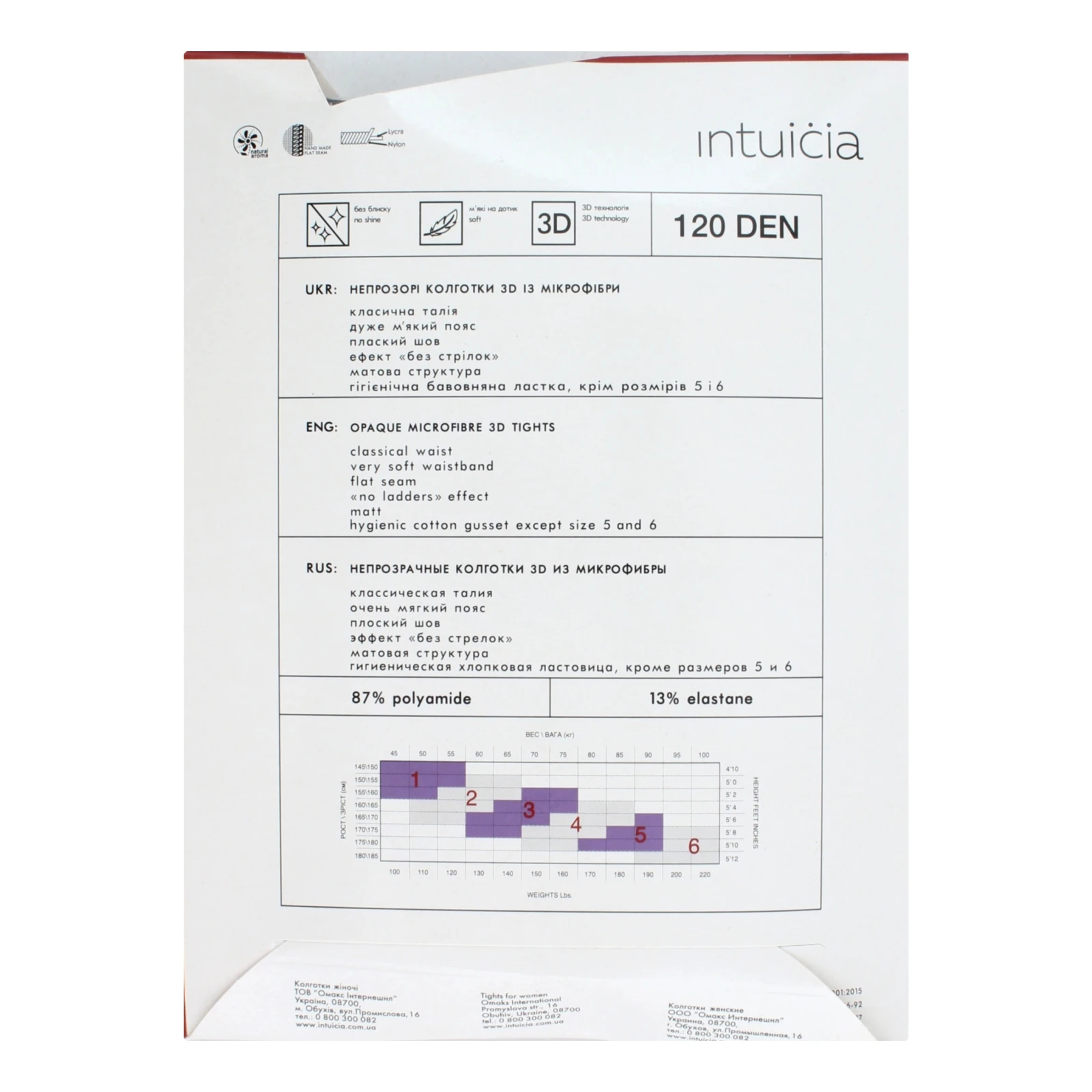 Колготки Intuicia Comfort жіночі 120den 4 чорний Фото №:2