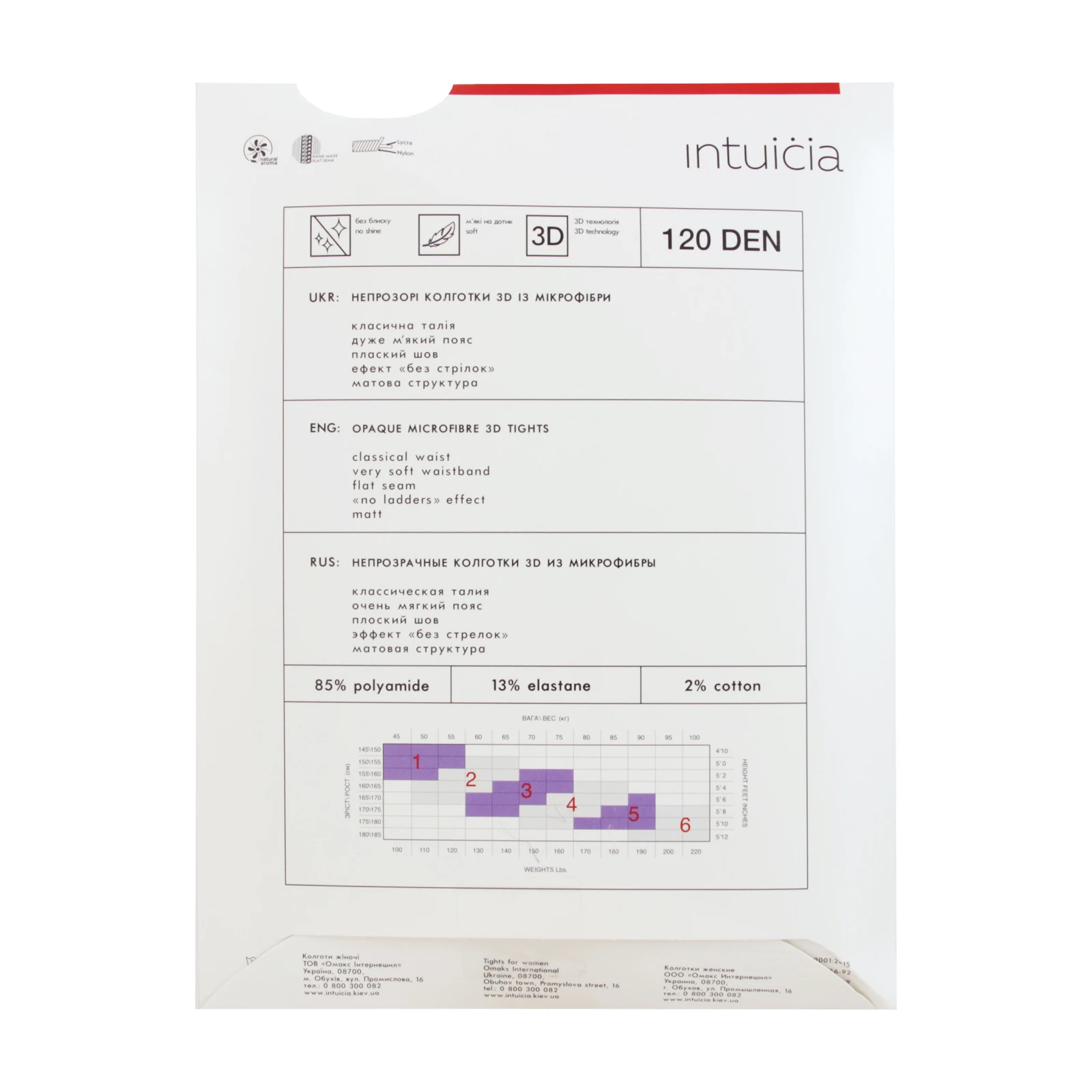 Колготи ІНТУІЦІЯ COMFORT PREMIUM 120 BLACK 5 Фото №:2