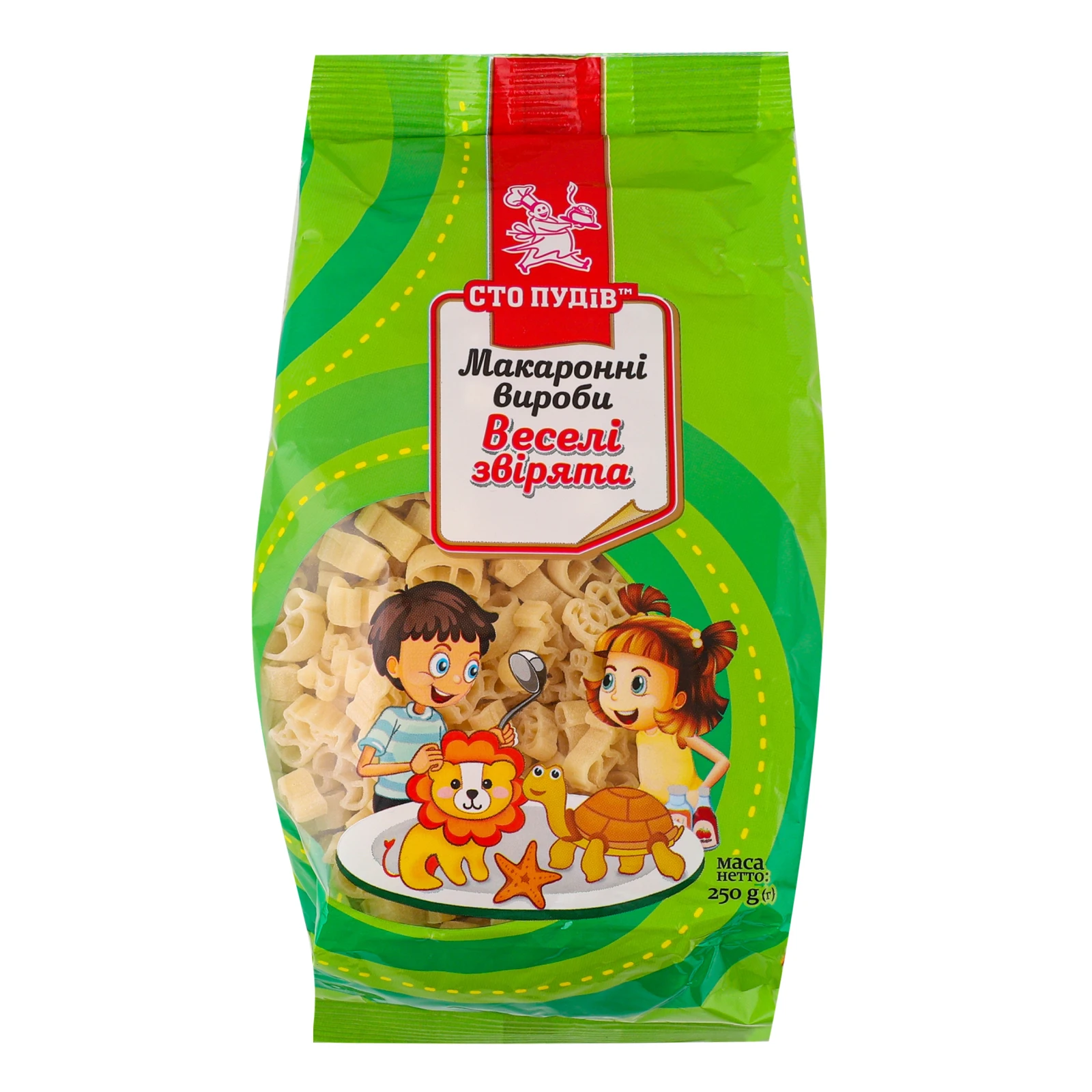 Вироби макаронні Сто пудів Веселі звірята 250г Фото №:1