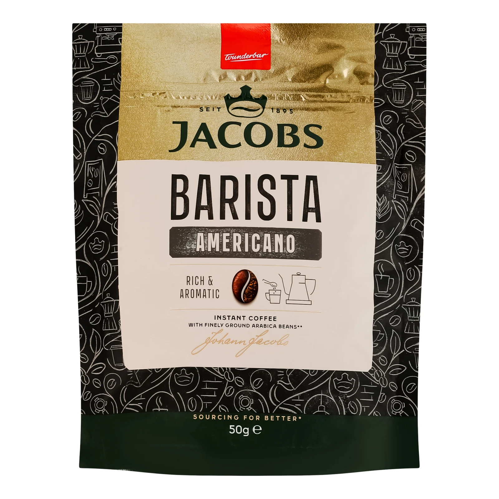 Кава Jacobs Barista Editions Americano розчинна сублімована з частинками змелених кавових зерен 50г