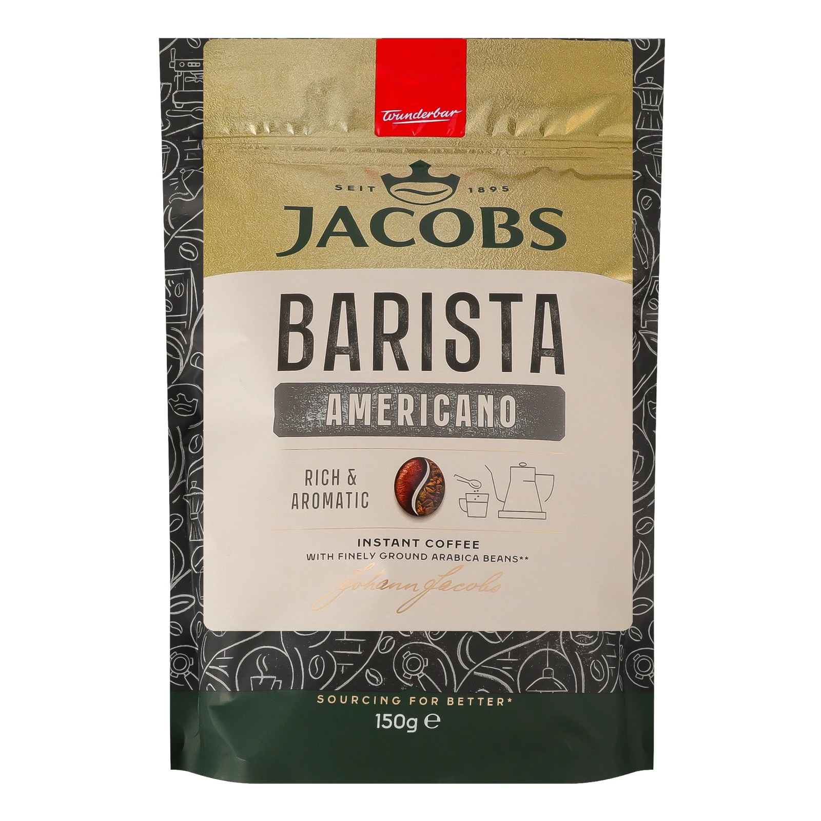 Кава Jacobs Barista Editions Americano розчинна сублімована з частинками змелених кавових зерен 150г Фото навігації №:1