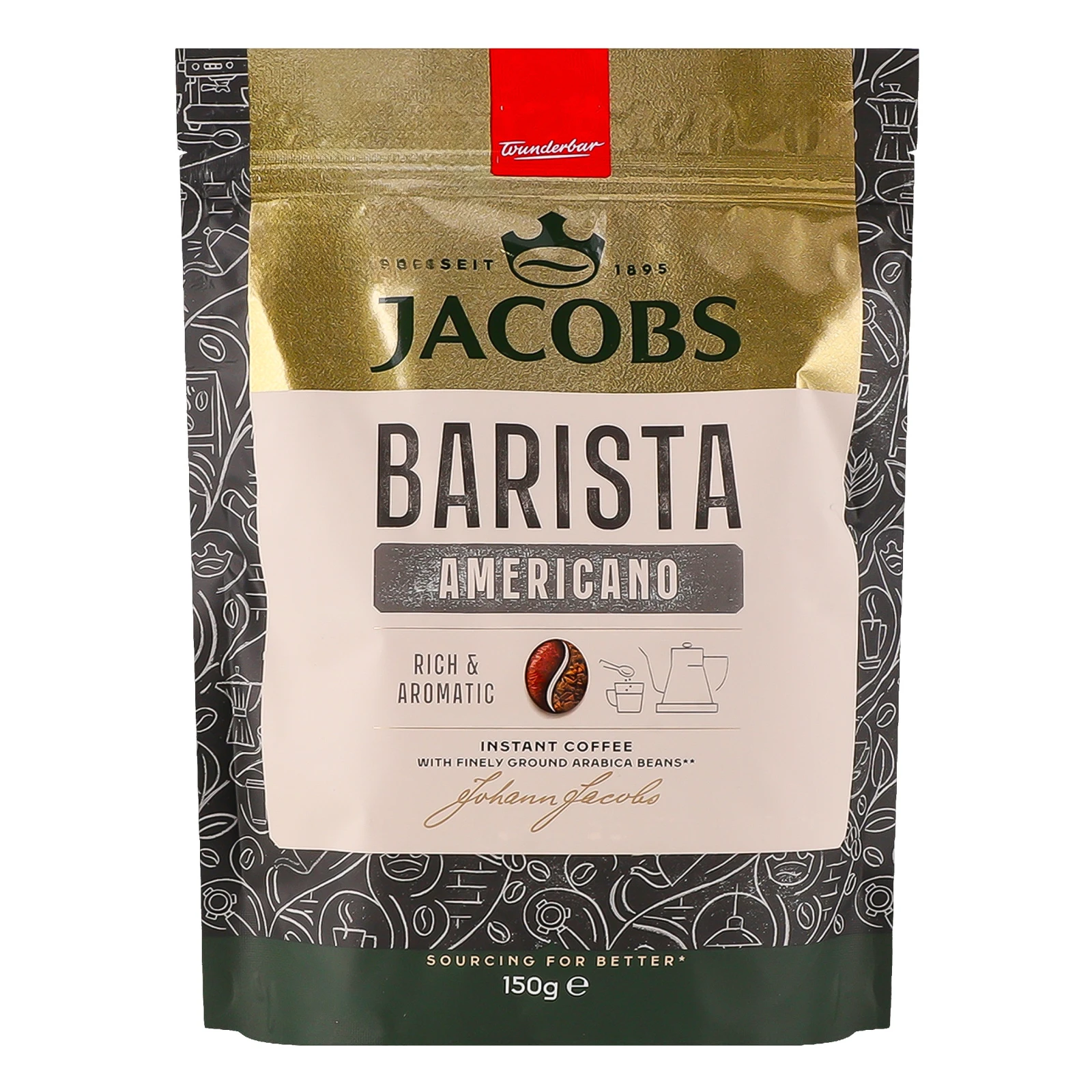 Кава Jacobs Barista Editions Americano розчинна сублімована з частинками змелених кавових зерен 150г Фото №:1