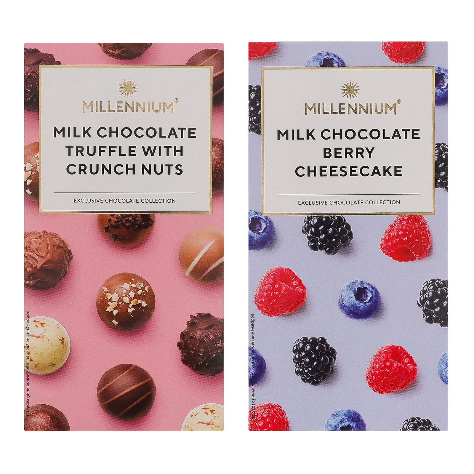 Шоколад Millennium молочний з начинкою Berry Cheesecake АБО Truffle with Crunch Nuts 100г