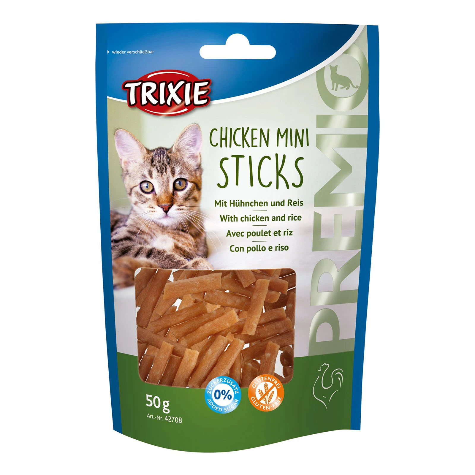 *Ласощі д/котів Trixie Premio Mini Sticks курка рис 50г Фото №:1