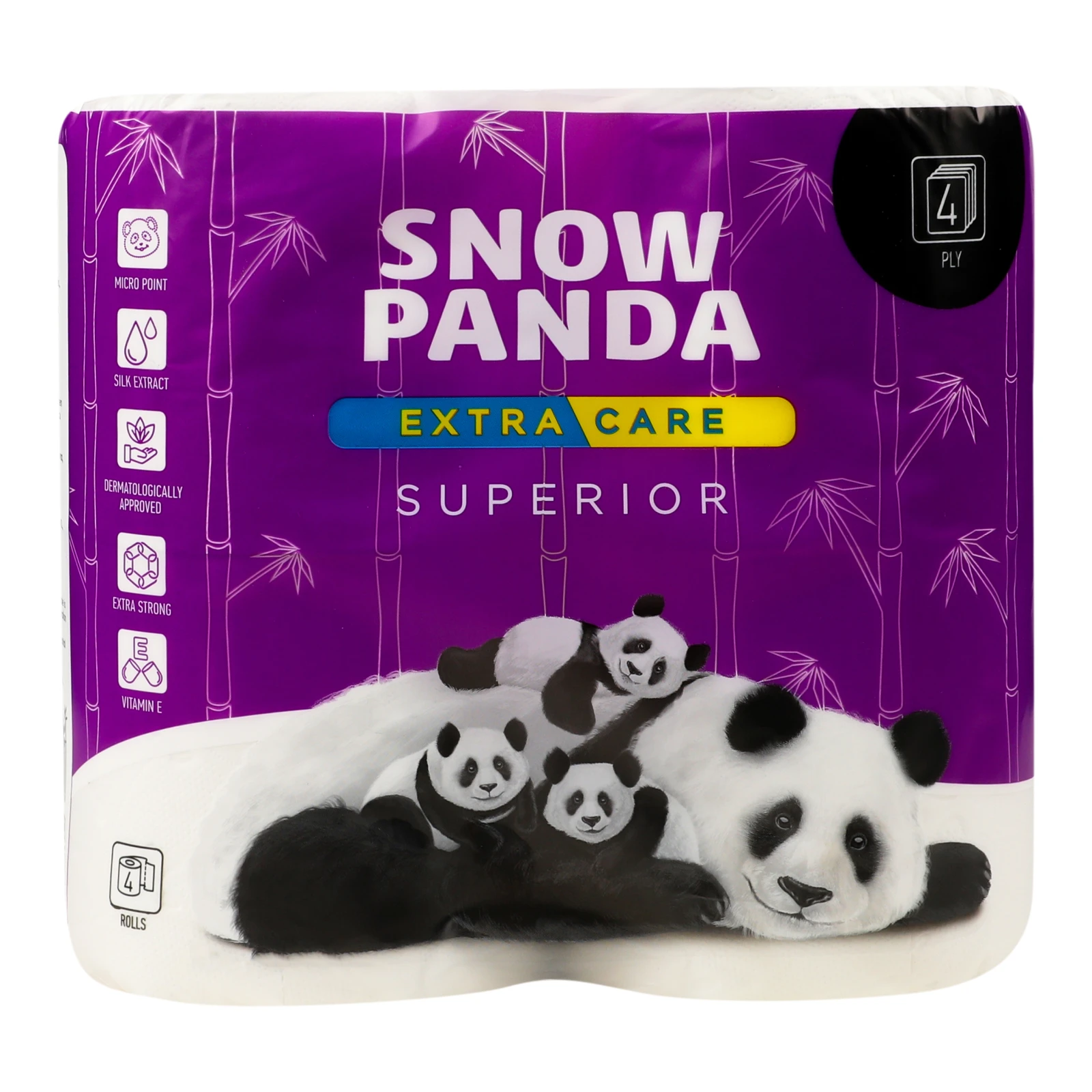 Папір туалетний Snow Panda Extra Сare Superior 4-х шаровий 4шт/уп Фото №:1