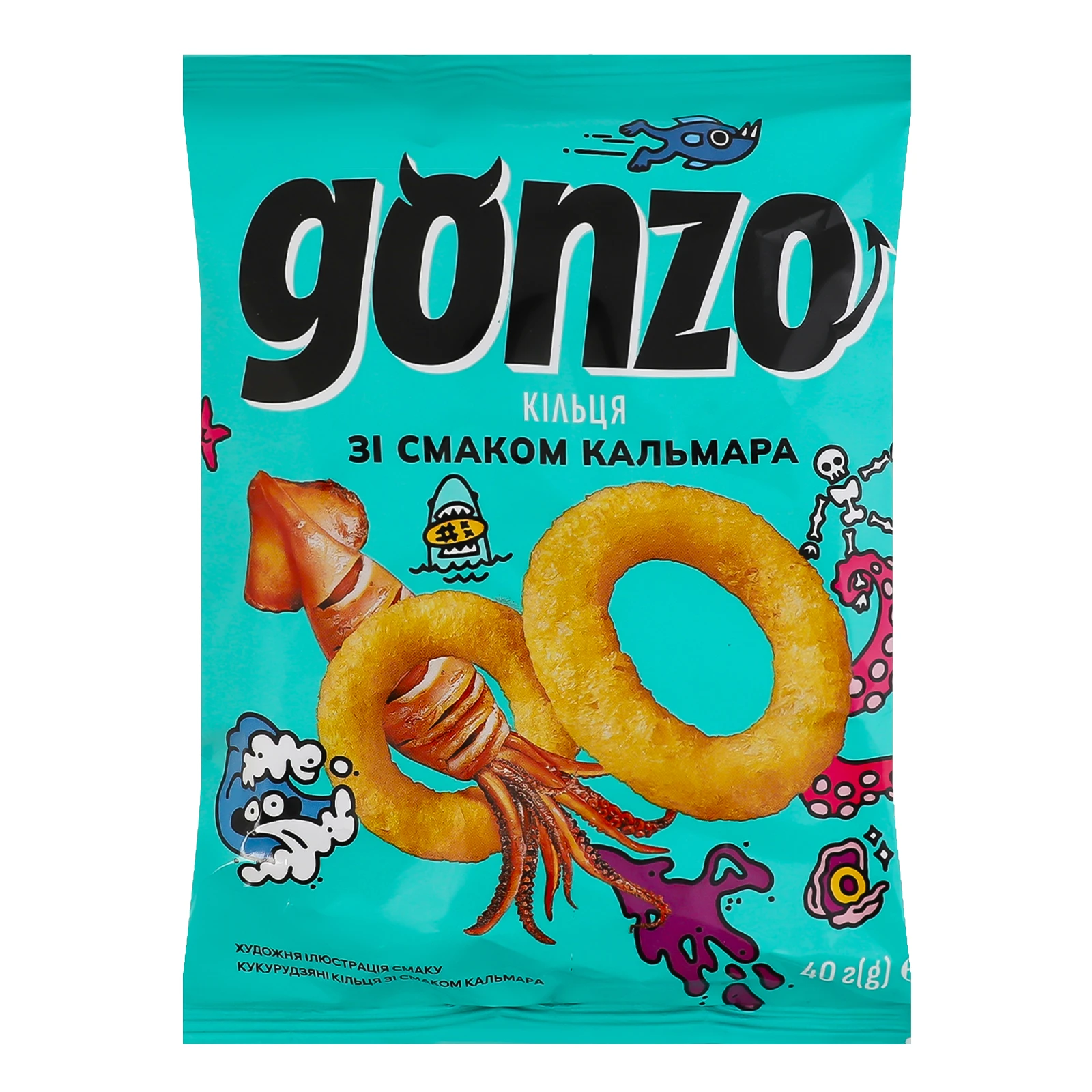 Снеки Gonzo кукурудзяні кільця зі смаком Кальмара 40г