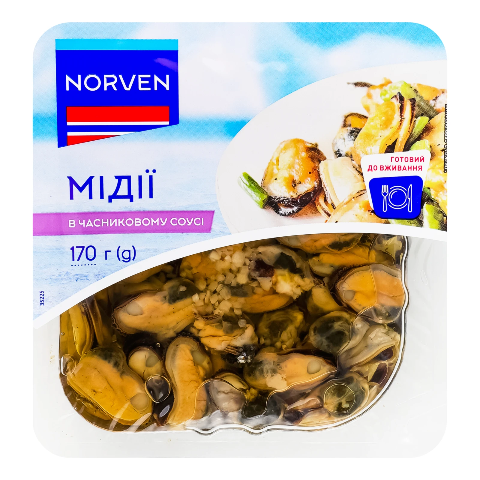 Мідії Norven в часниковому соусі 170г