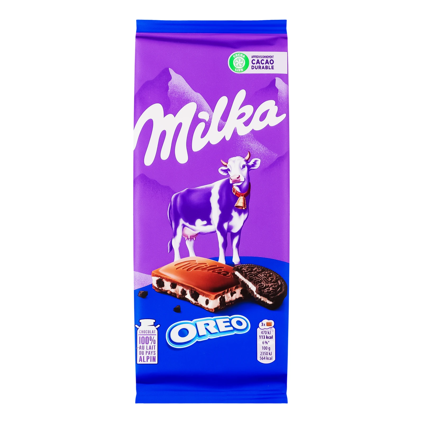 Шоколад Milka Oreo молочний з молочною начинкою зі смаком ванілі та шматочками печива 100г Фото №:1