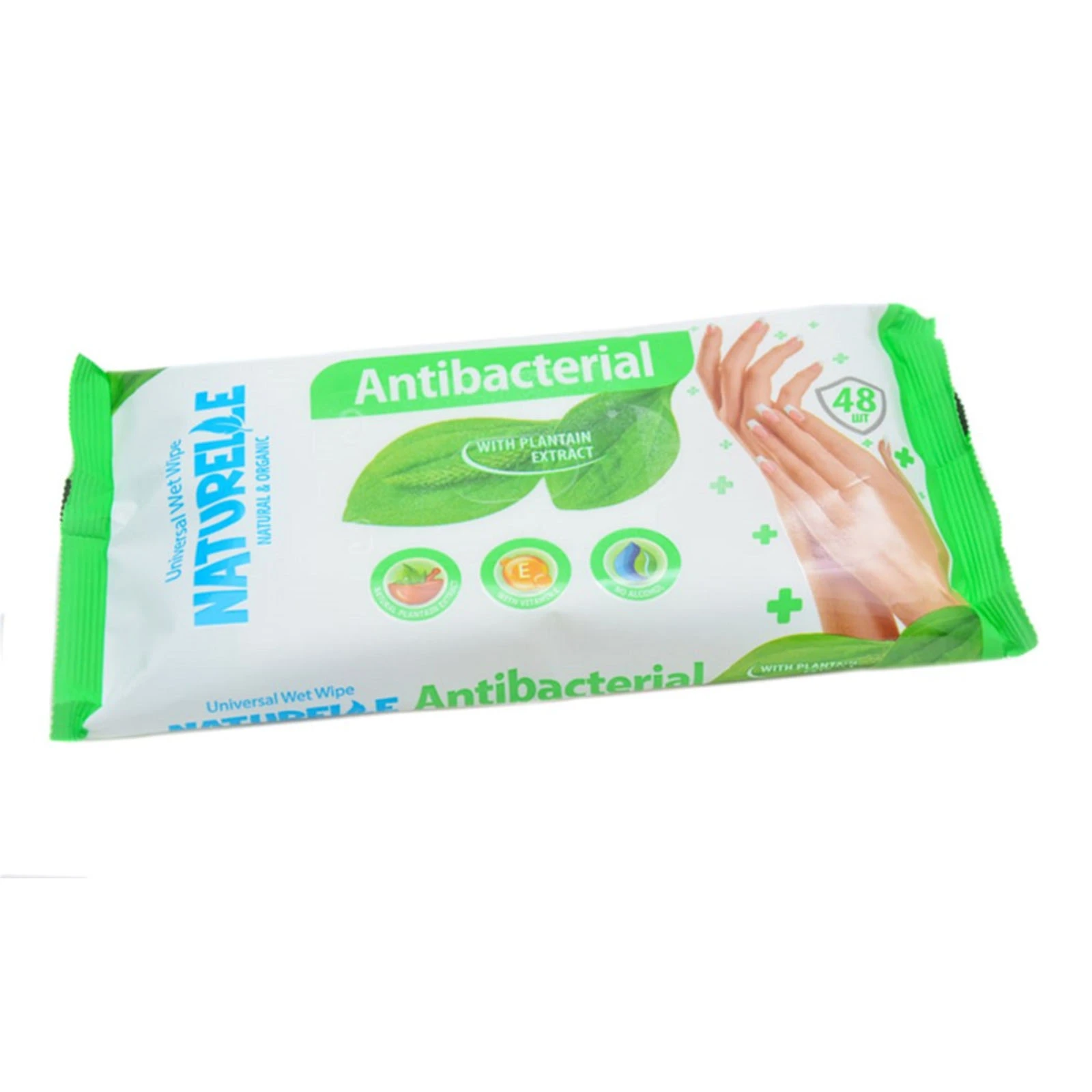 Серветки Naturelle Antibacterial вологі подорожник 48шт Фото навігації №:1