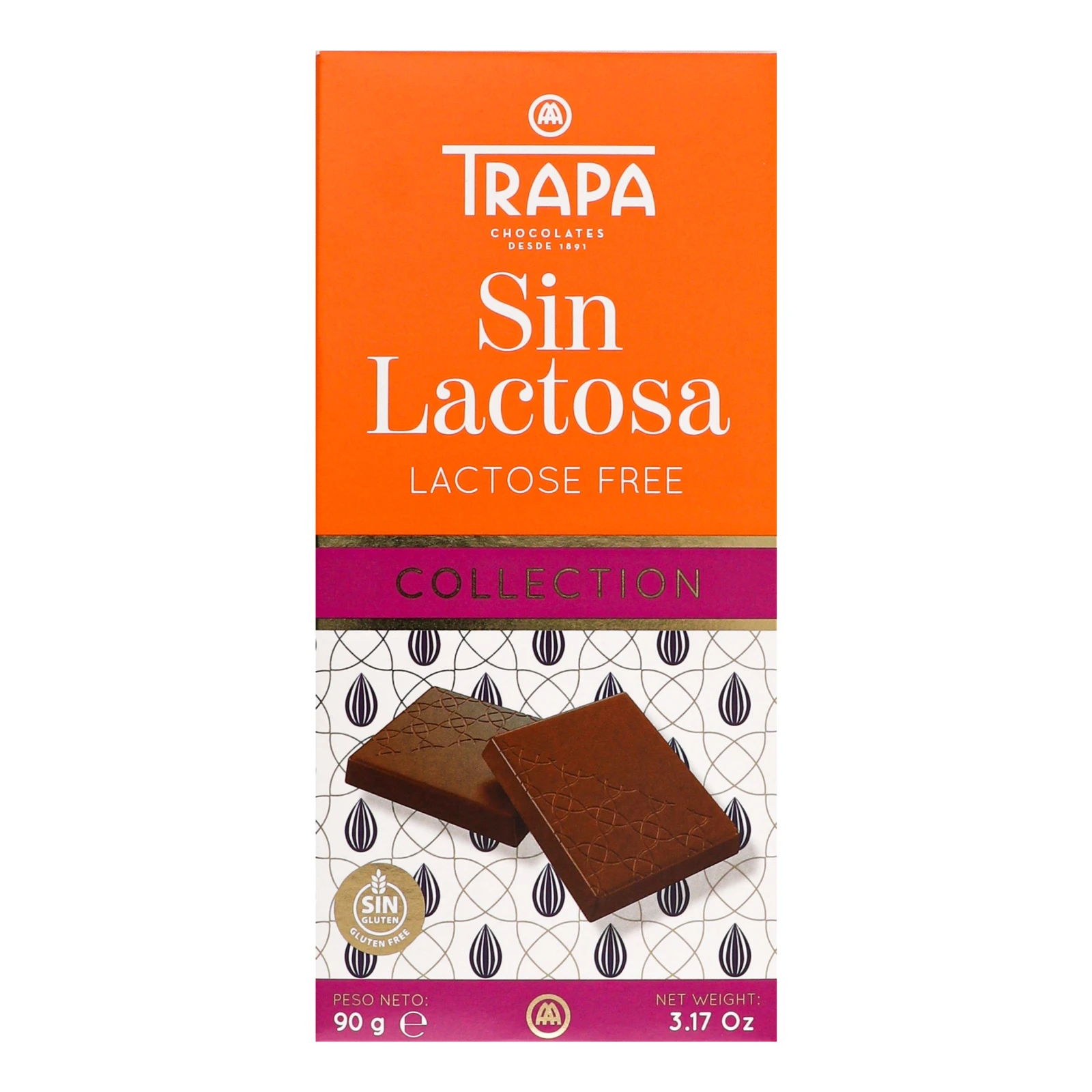 Шоколад Trapa Collection молочний без лактози 90г Фото №:1