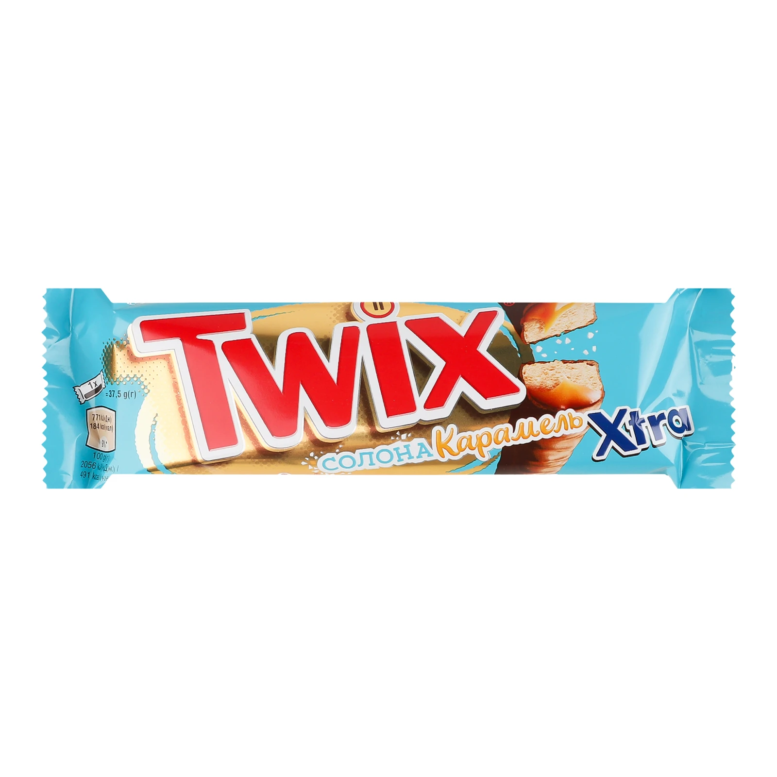 Печиво Twix Xtra Солона карамель пісочне покрите молочним шоколадом 2*37.5г/уп Фото навігації №:1
