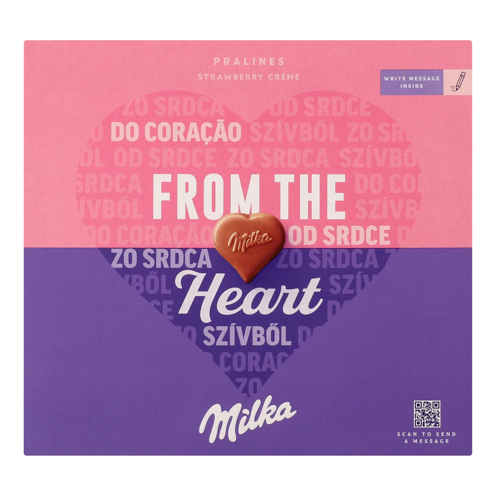 Цукерки Milka Heart в молочному шоколаді з кремово-полуничною начинкою 5х22г