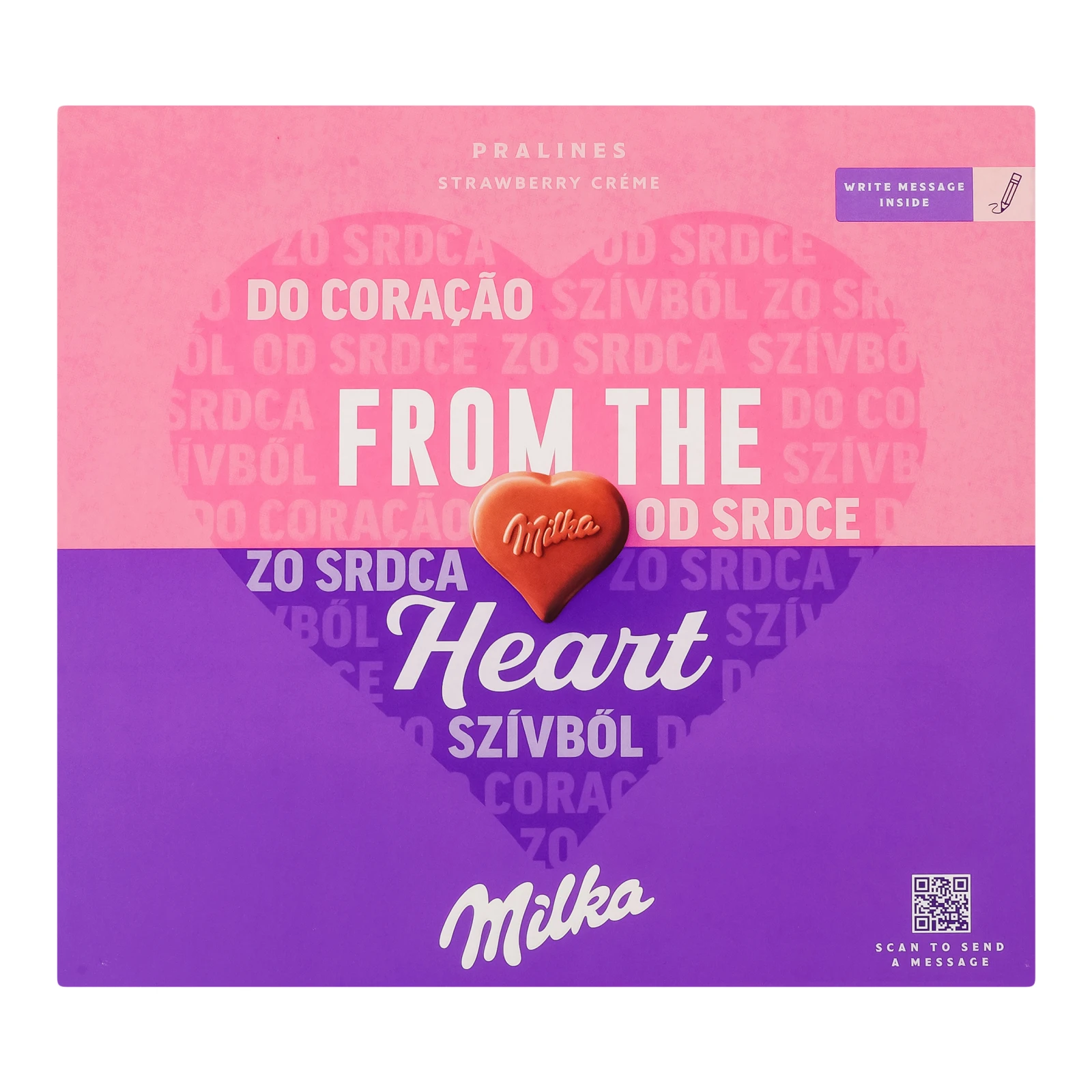 Цукерки Milka Heart з кремово-полуничною начинкою в молочному шоколаді 5*22г/уп Фото навігації №:1