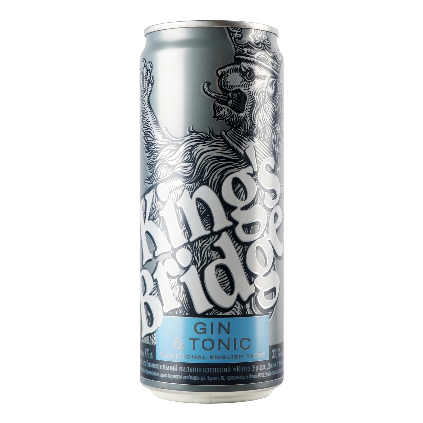 Напій слабоалкогольний King's Bridge Gin&Tonic сильногазований 7% 0.33л Фото №:1