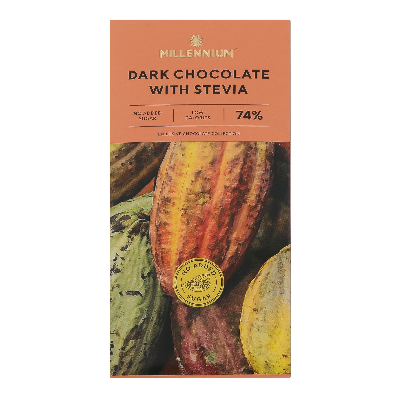 Шоколад Millennium чорний зі стевією 74% 100г Фото №:1