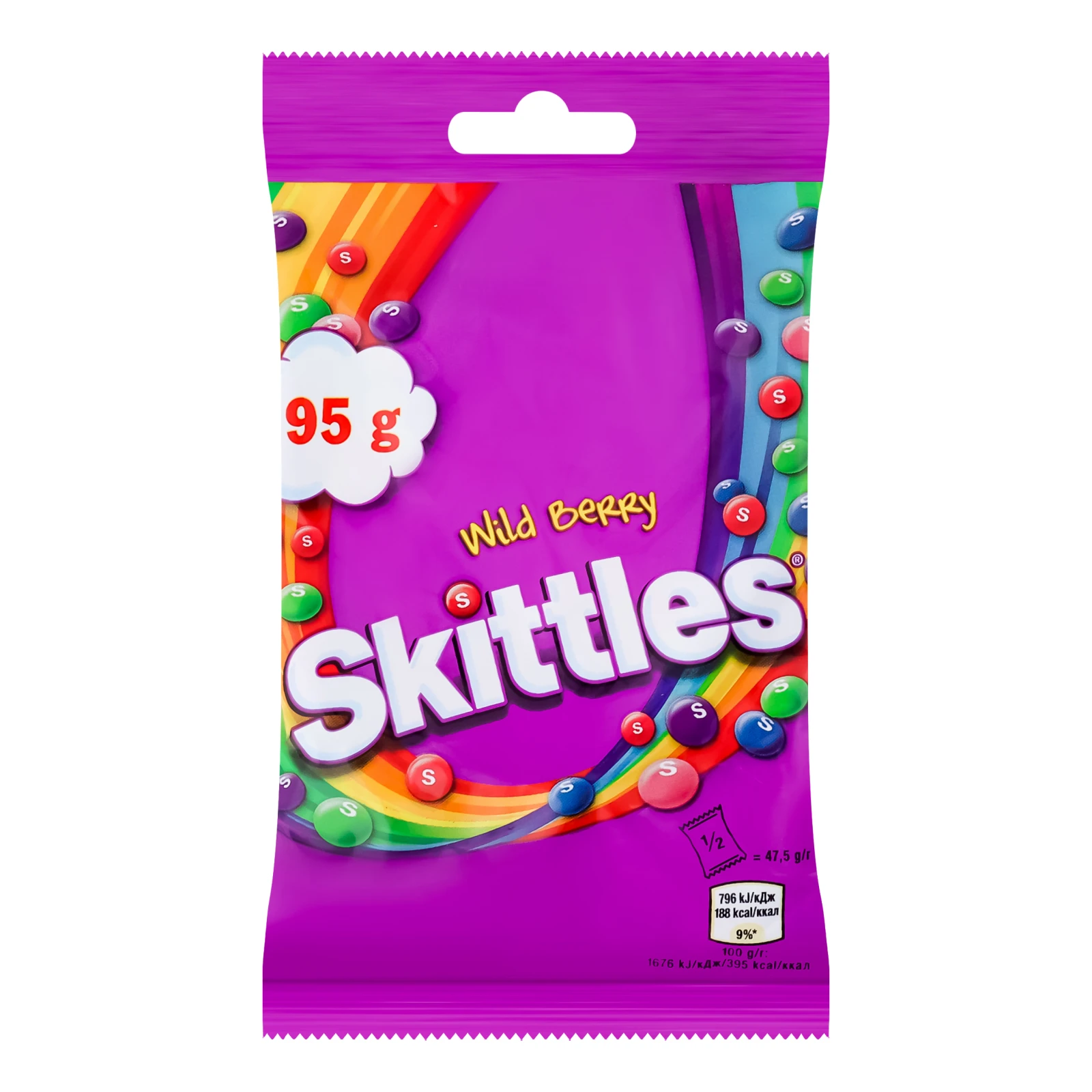 Драже жувальні Skittles Wild Berry в різнокольоровій цукровій оболонці 95г Фото №:1