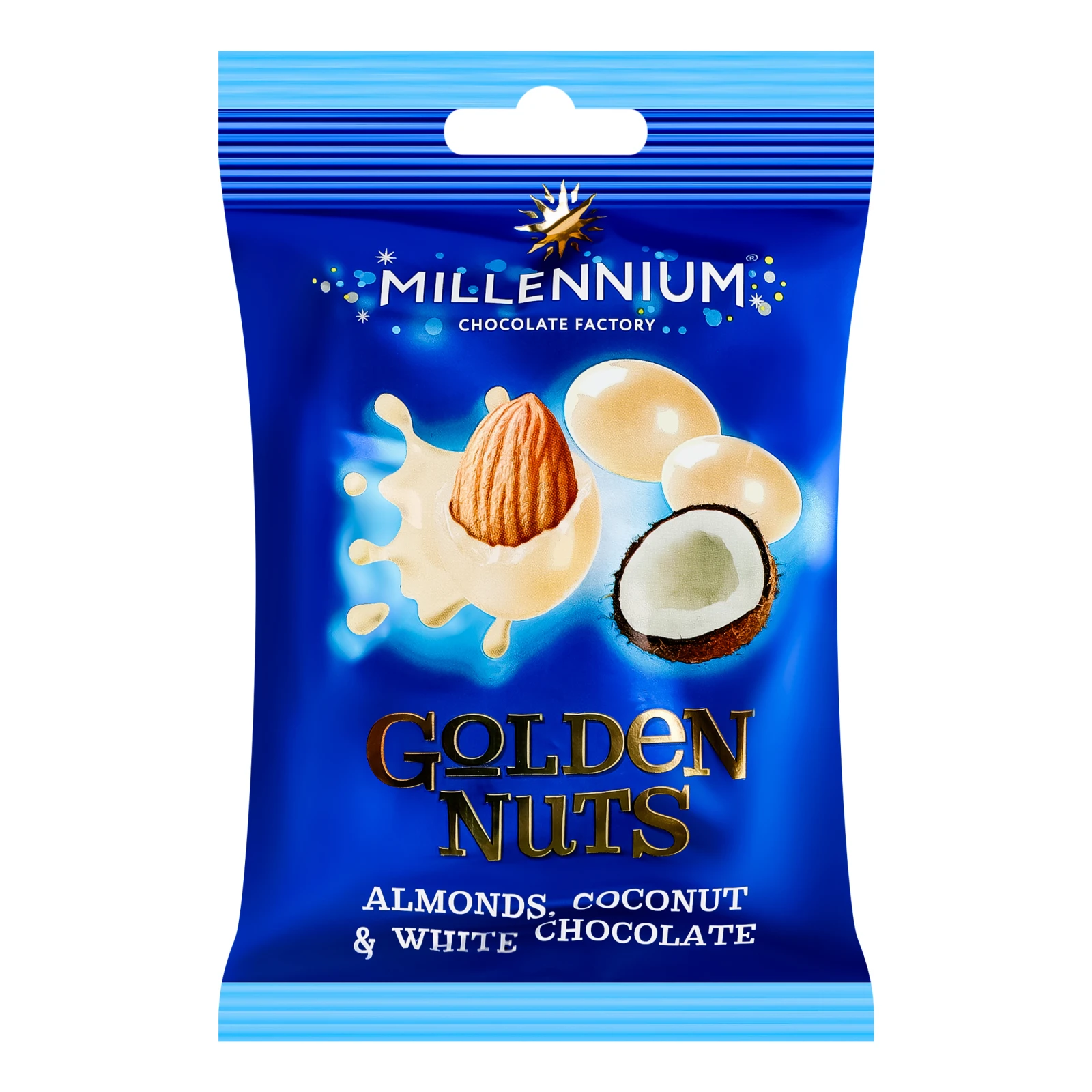 Драже Millennium Golden Nuts Мигдаль у шоколаді з кокосом 100г Фото навігації №:1