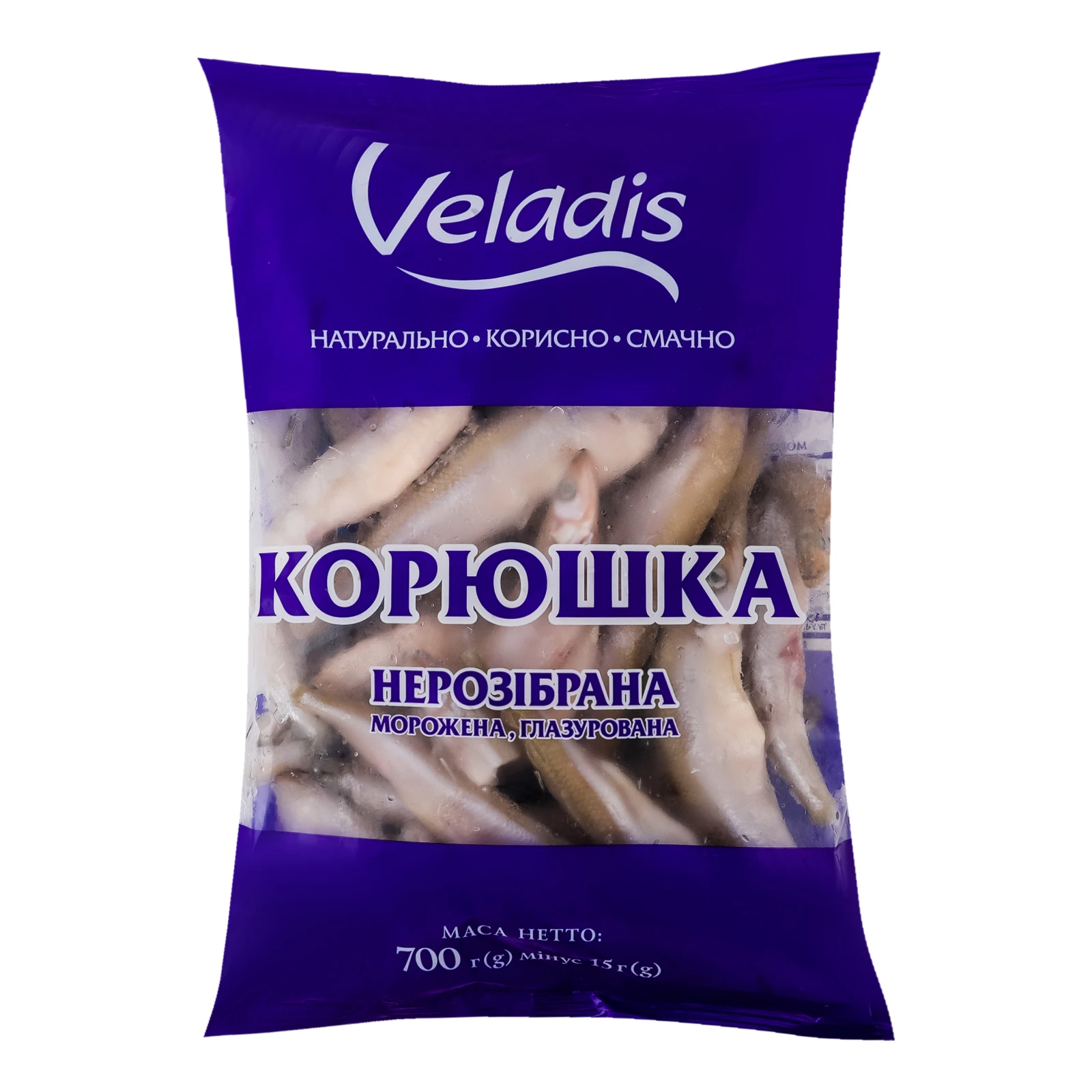 Корюшка Veladis нерозібрана глазурована морожена 700г Фото навігації №:1
