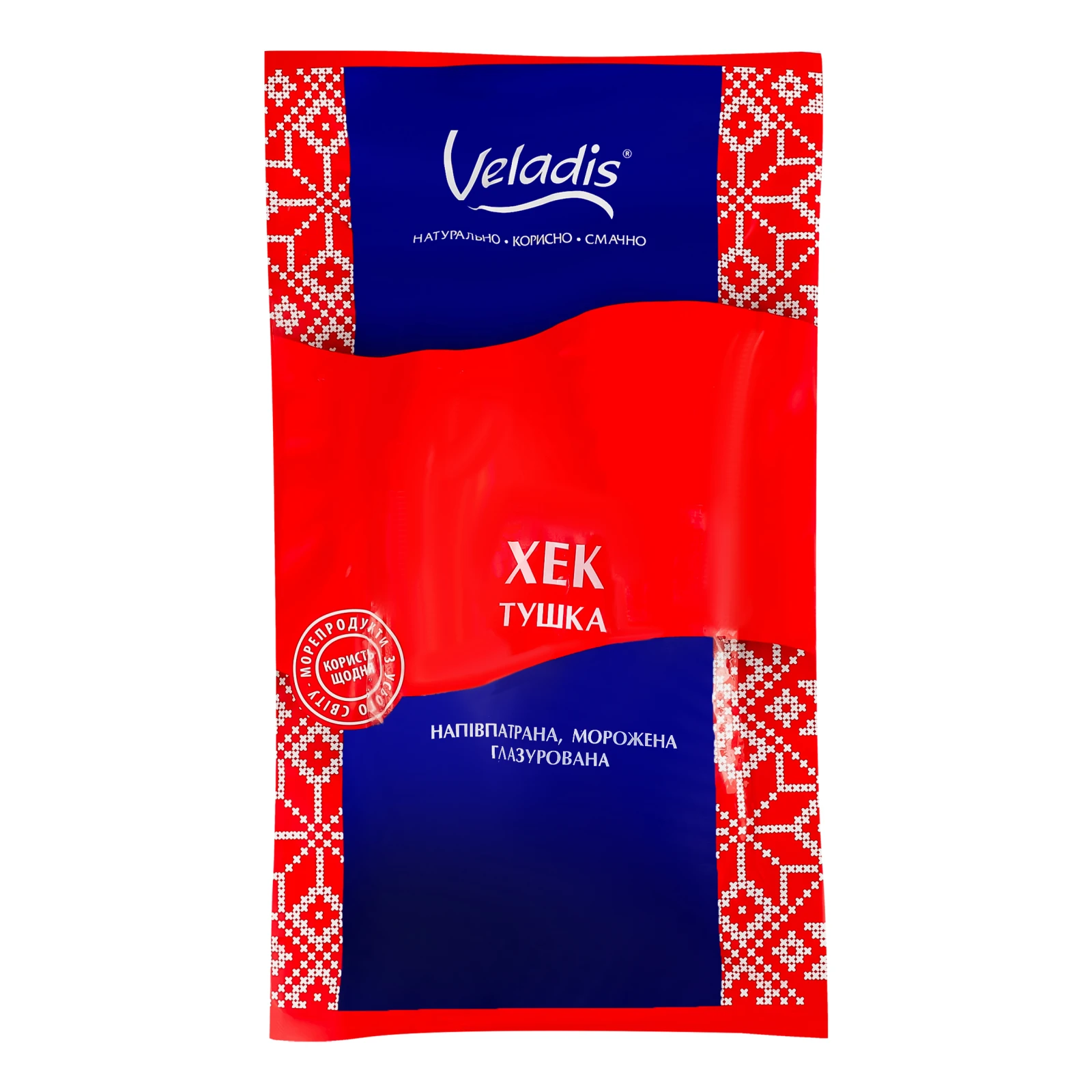 Хек Veladis тушка напівпатрана морожена глазурована 1кг Фото №:1