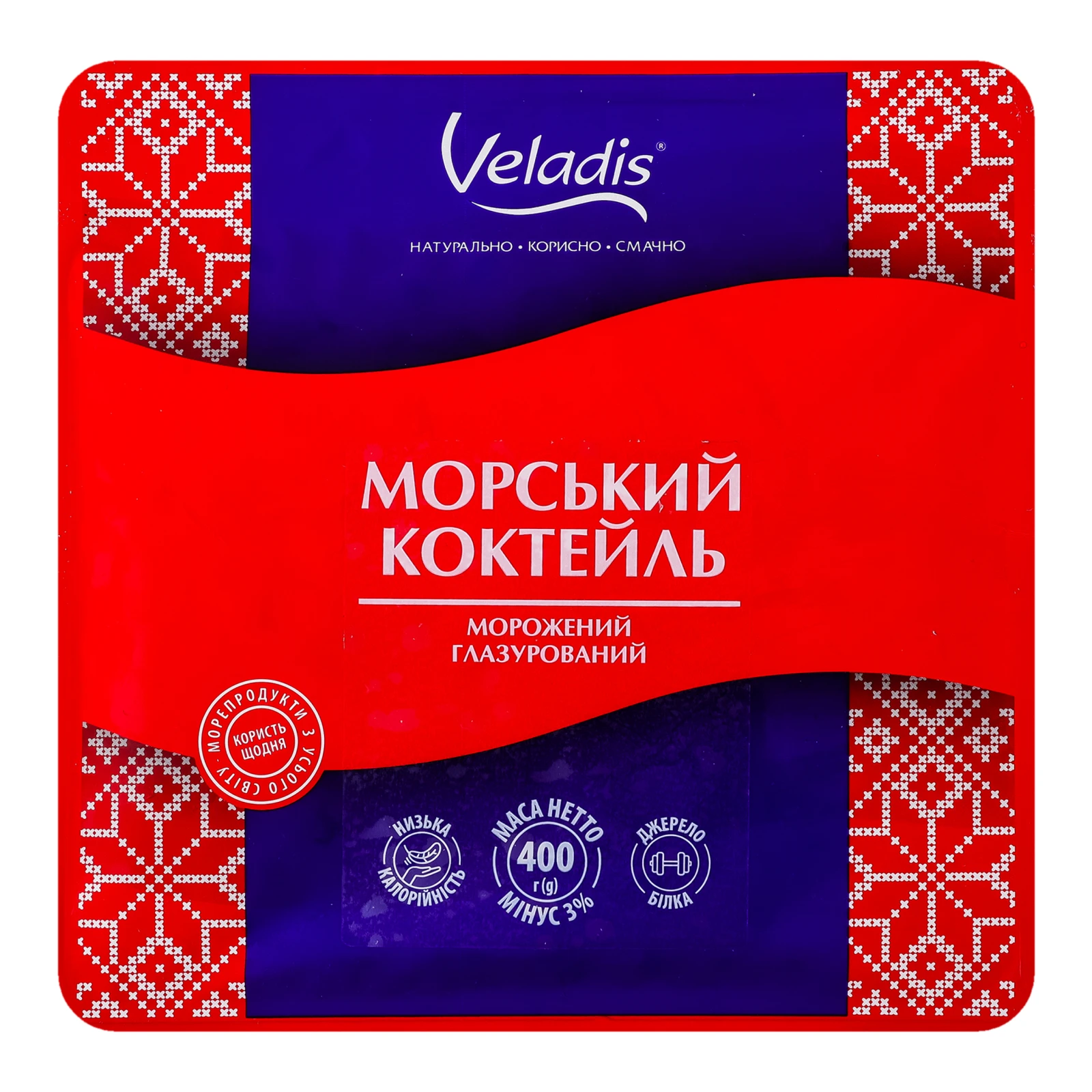Коктейль морський Veladis глазурований морожений 400г Фото навігації №:1