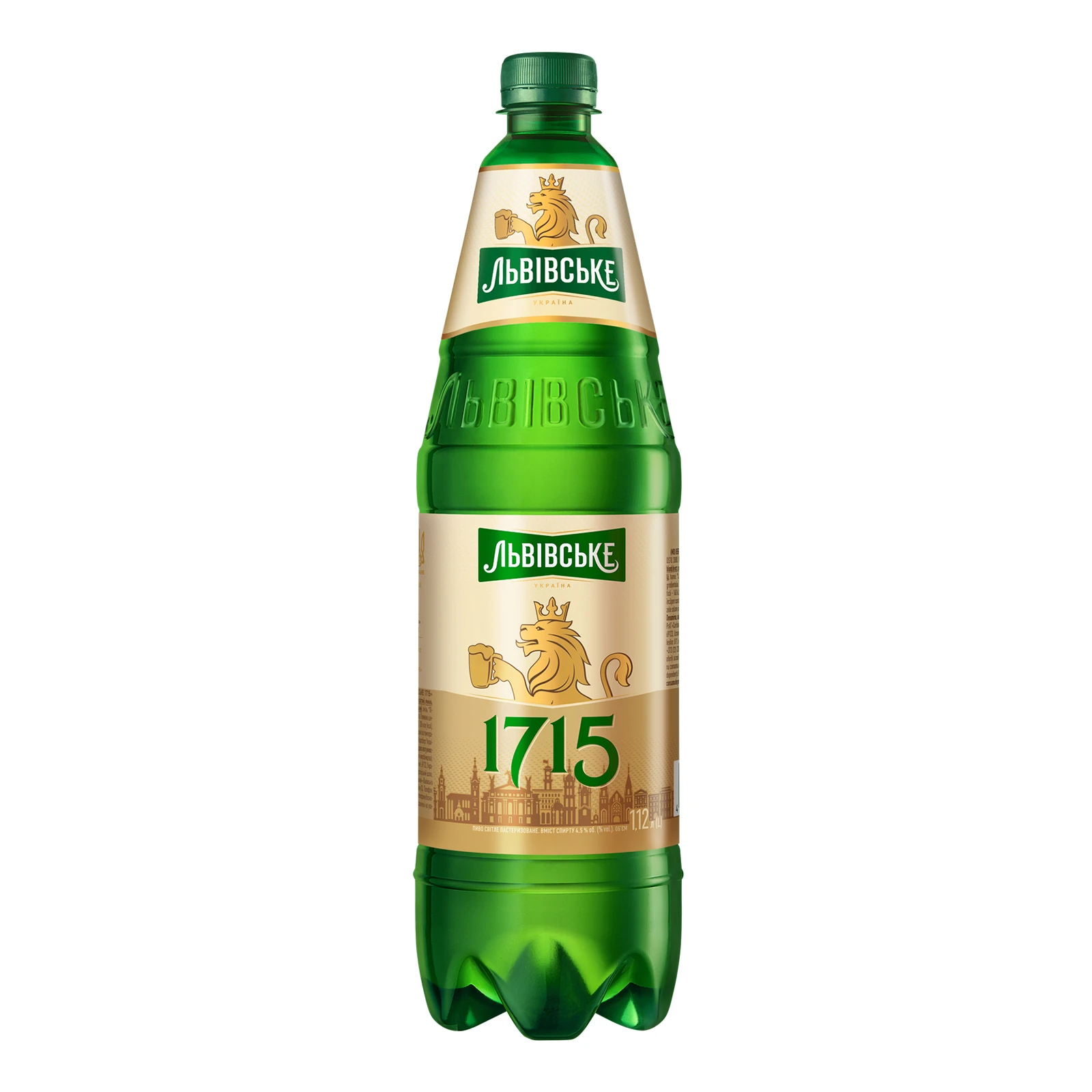 Пиво Львівське 1715 світле пастеризоване 4.5% 1.12л Фото №:1