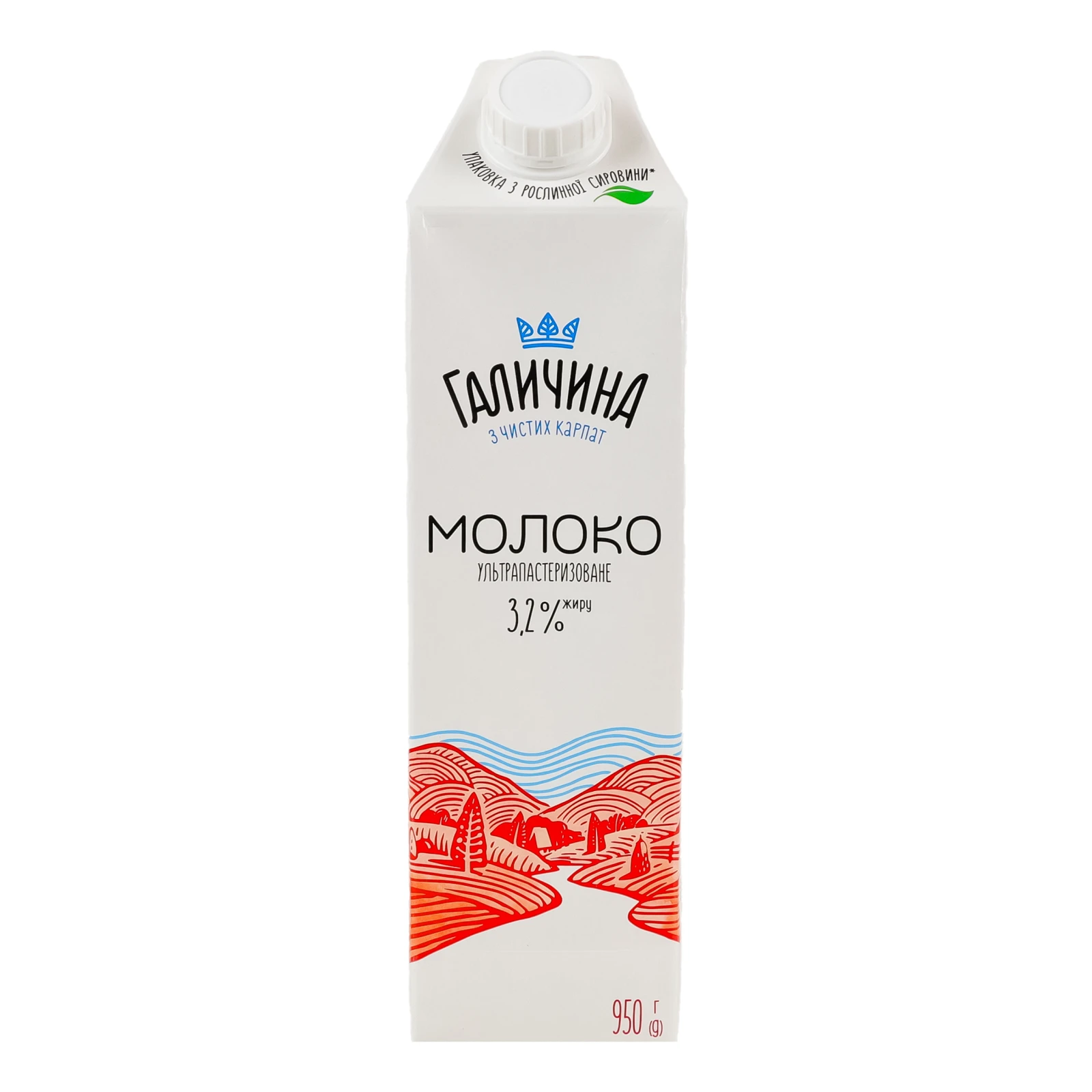 Молоко Галичина 3.2% 950г Фото №:1