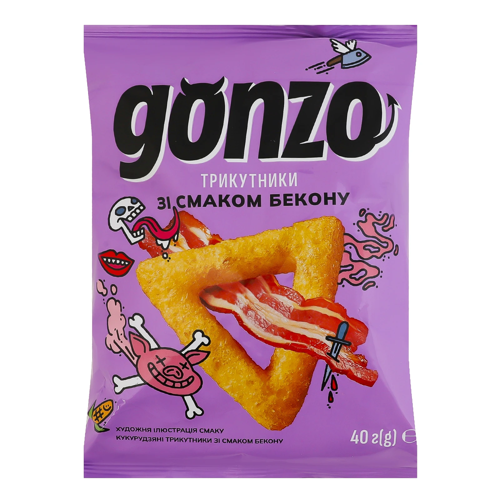 Снеки Gonzo кукурудзяні трикутники зі смаком Бекону 40г